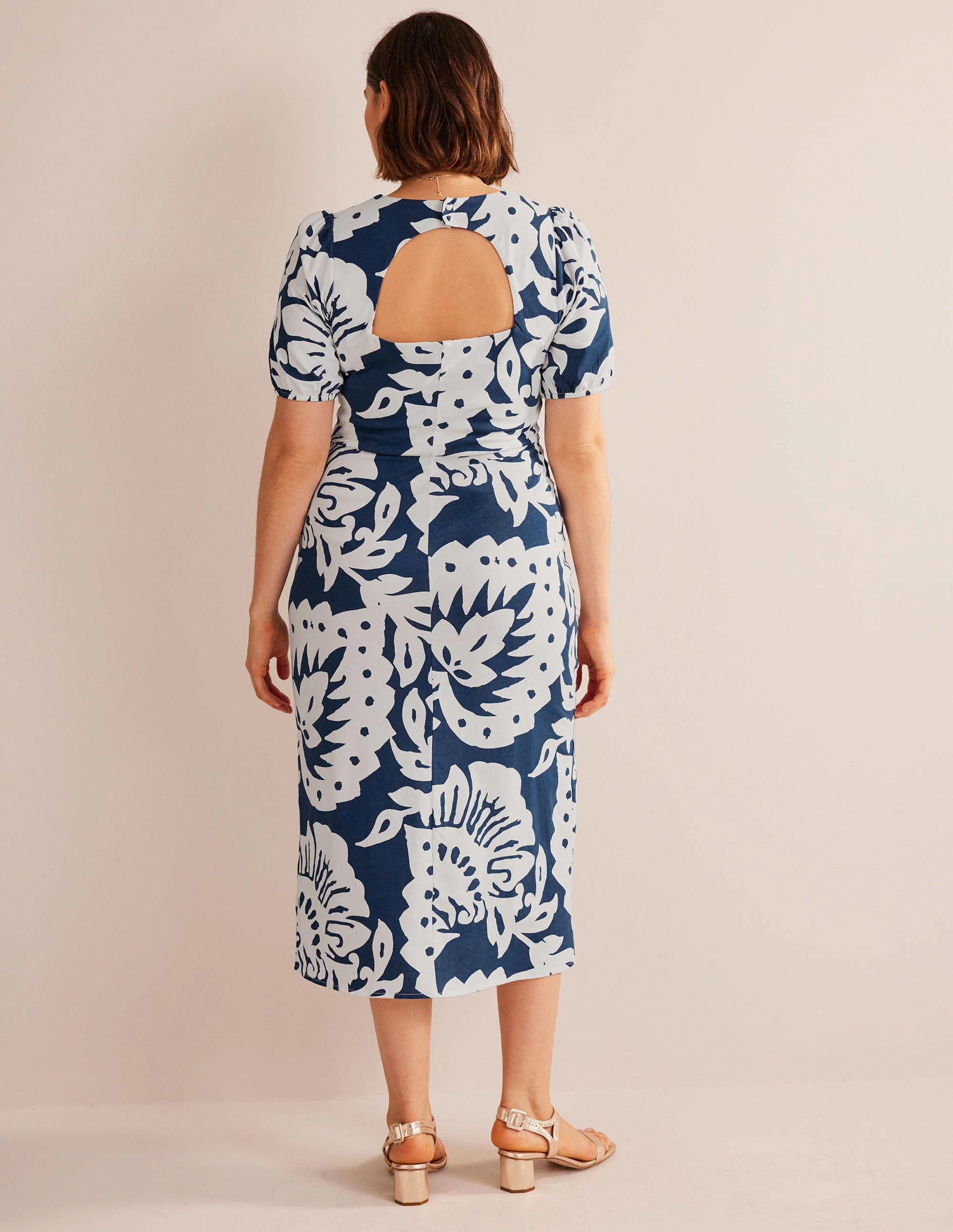 Back Detail Jersey Midi Dress-Sapphire, Oak Terrace - Image 6