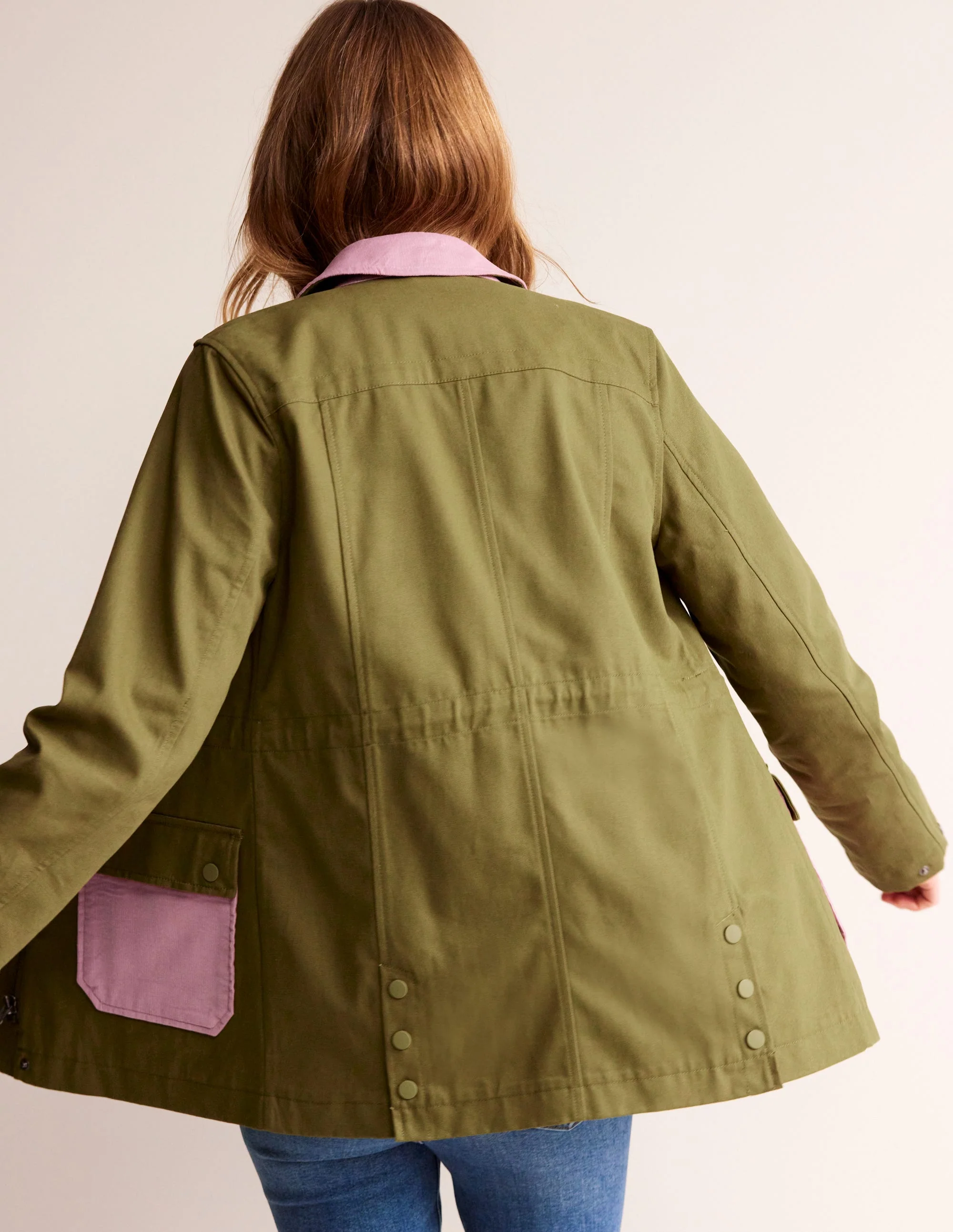 Barn Coat-Dark Moss Colour Block - Image 3