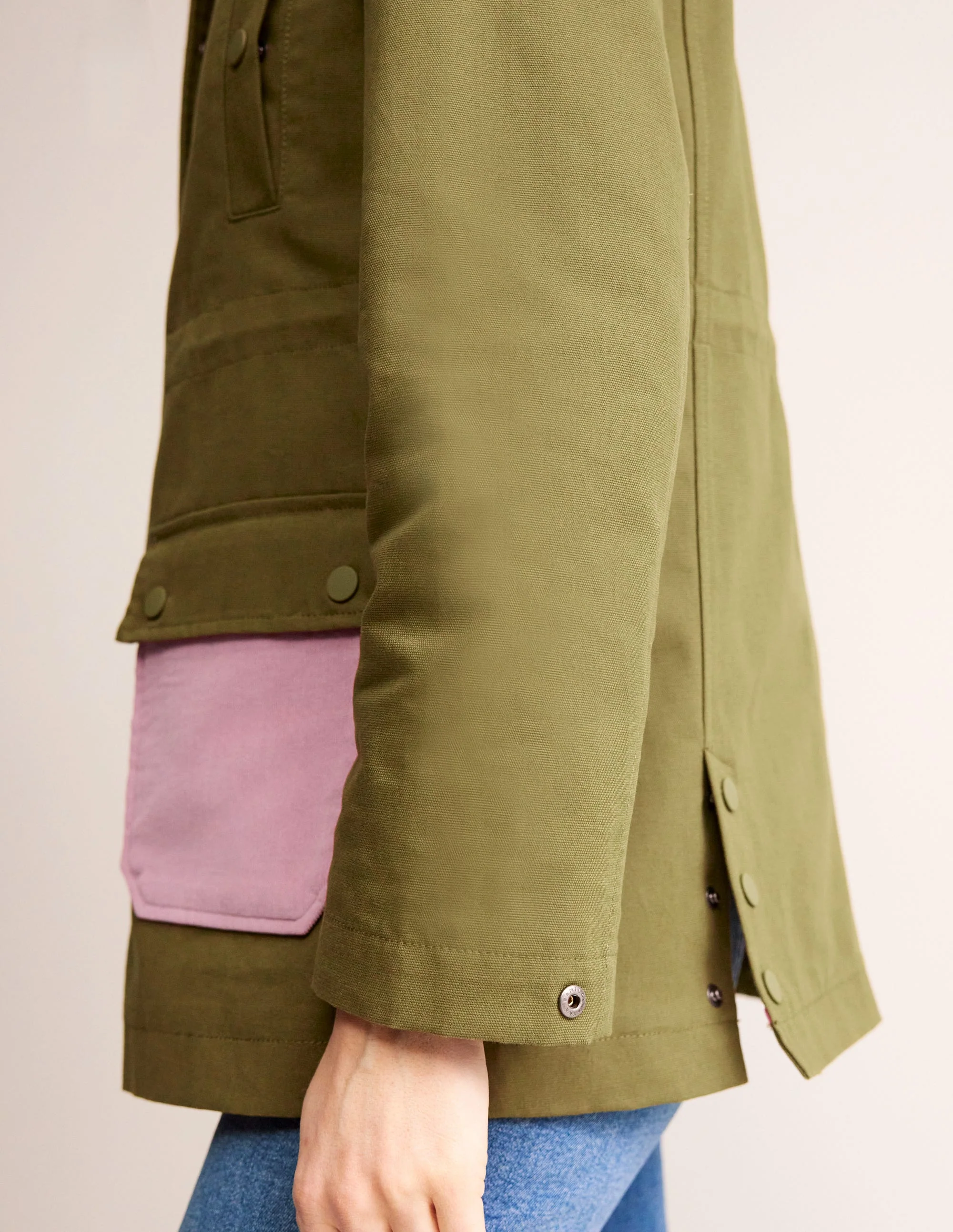 Barn Coat-Dark Moss Colour Block - Image 4
