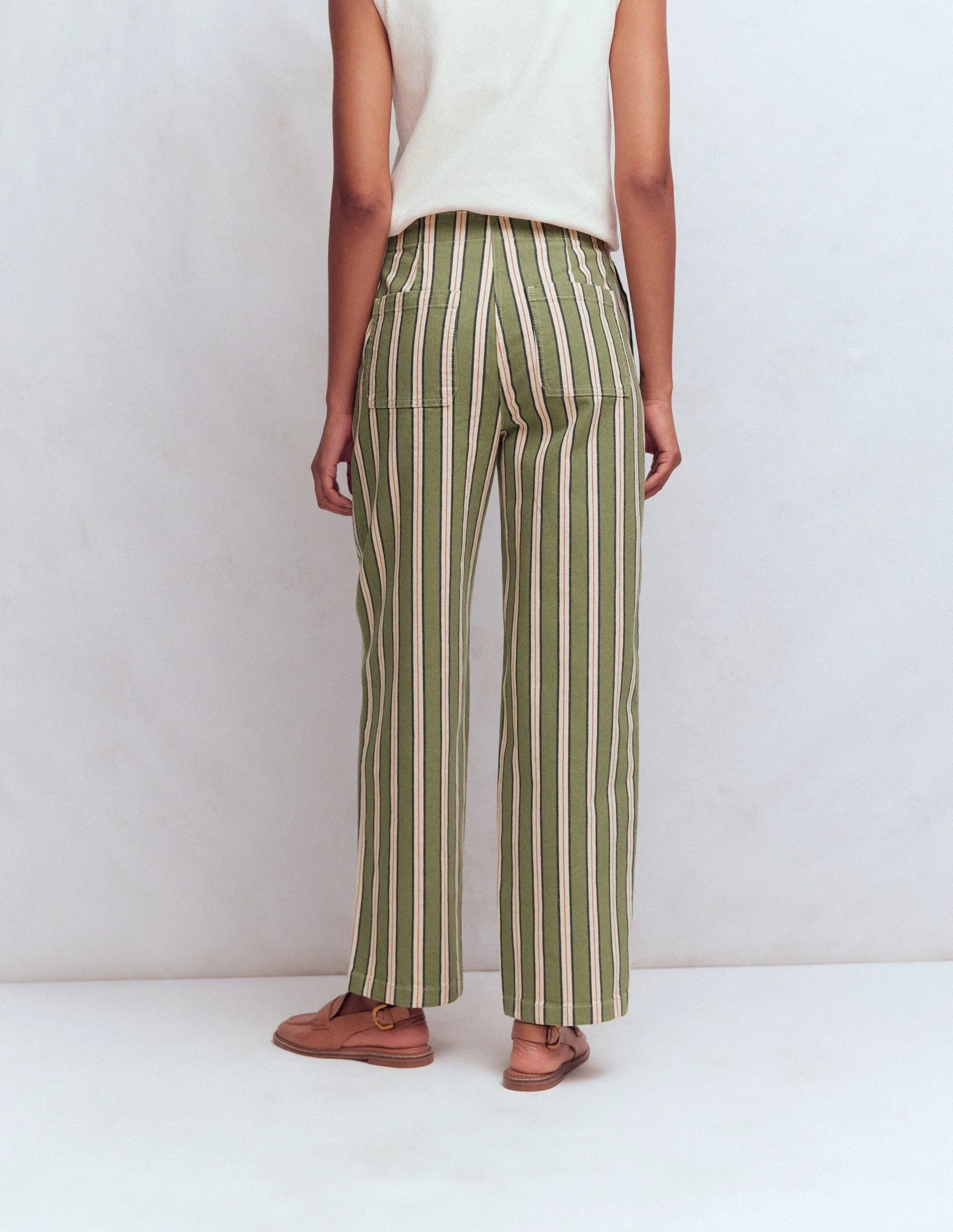 Barrel Leg Chino Pants-Green, Navy, Pink Stripe - Image 3