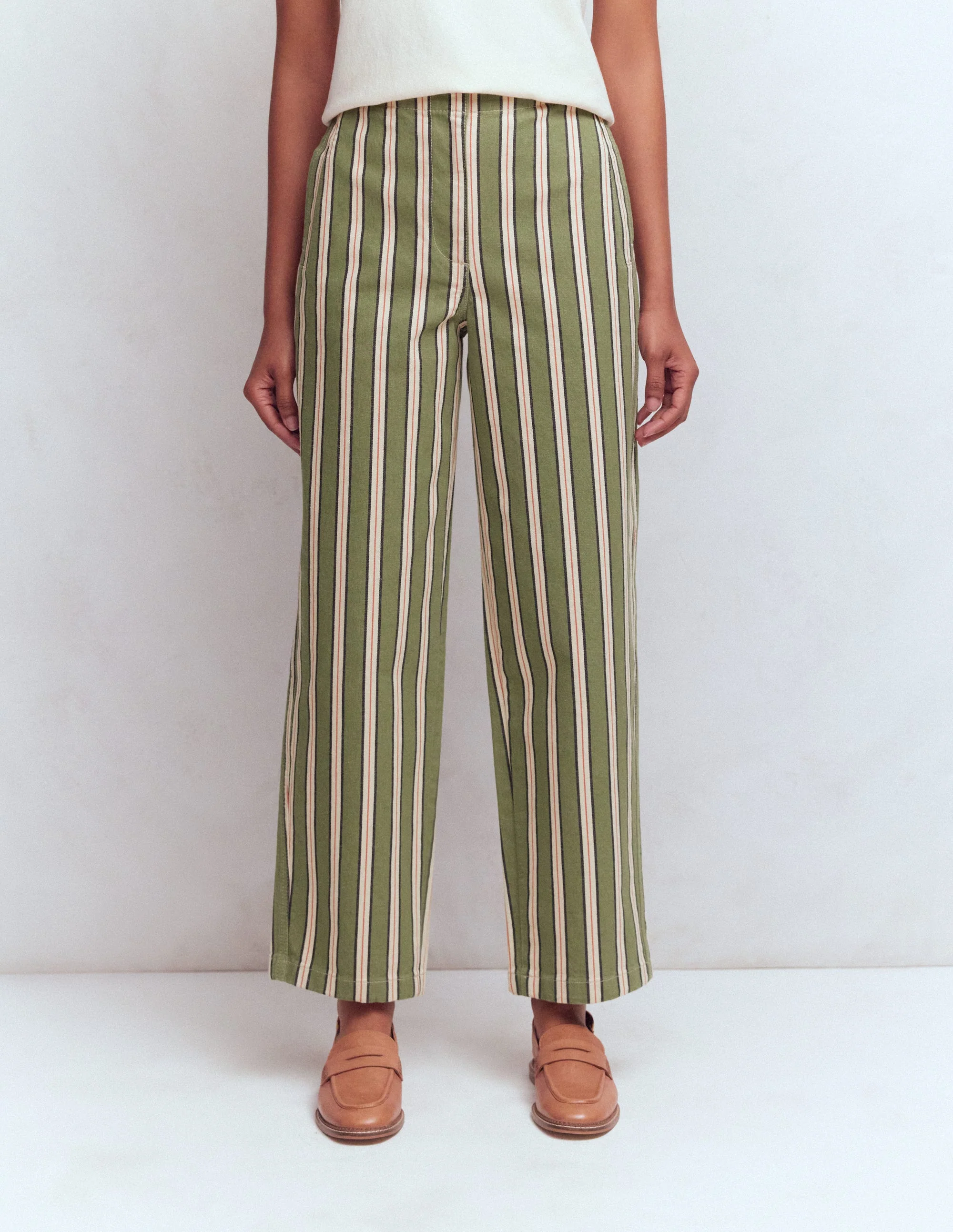 Barrel Leg Chino Pants-Green, Navy, Pink Stripe - Image 5