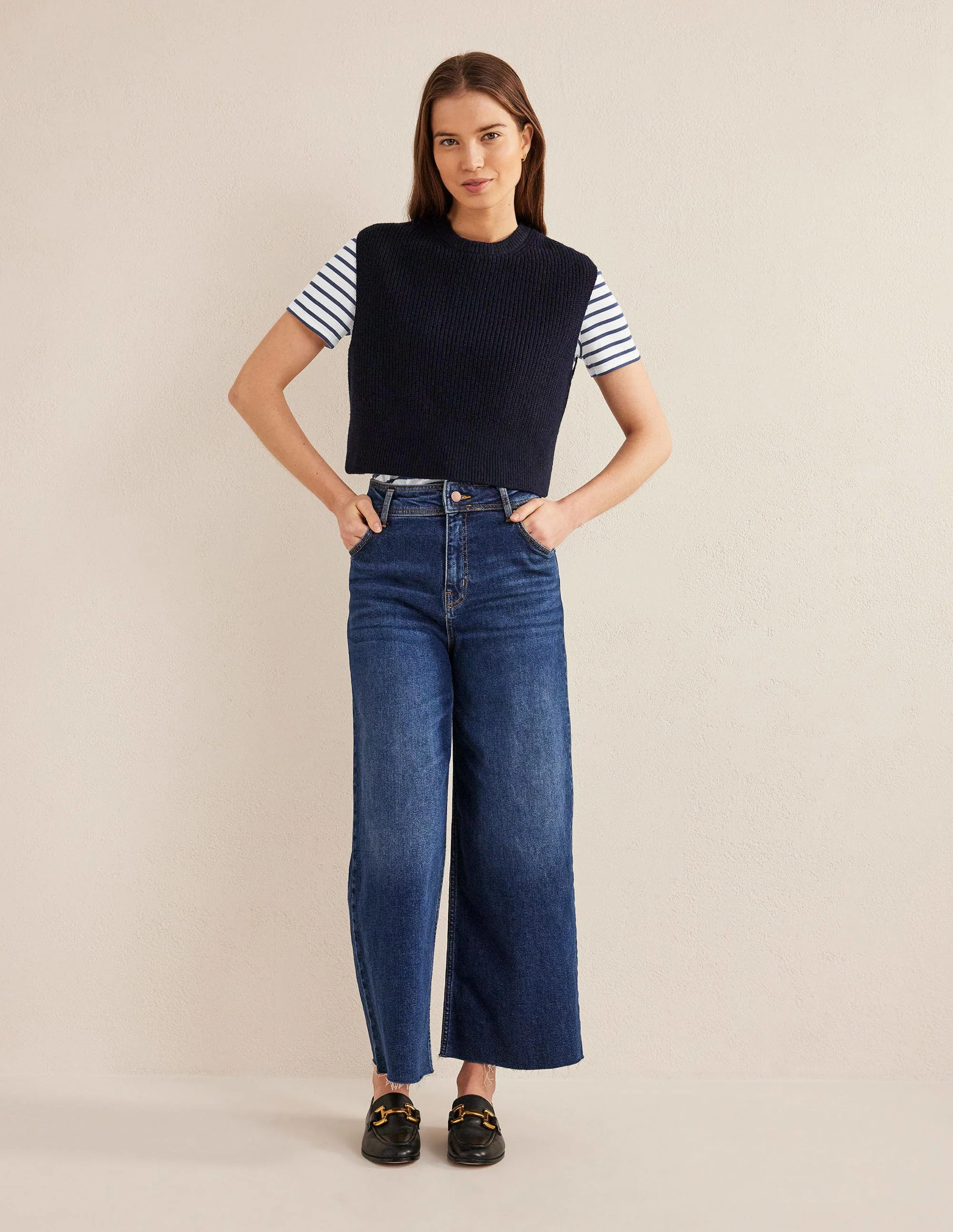 Bea Short Sleeve Breton-Ivory, Navy - Image 4