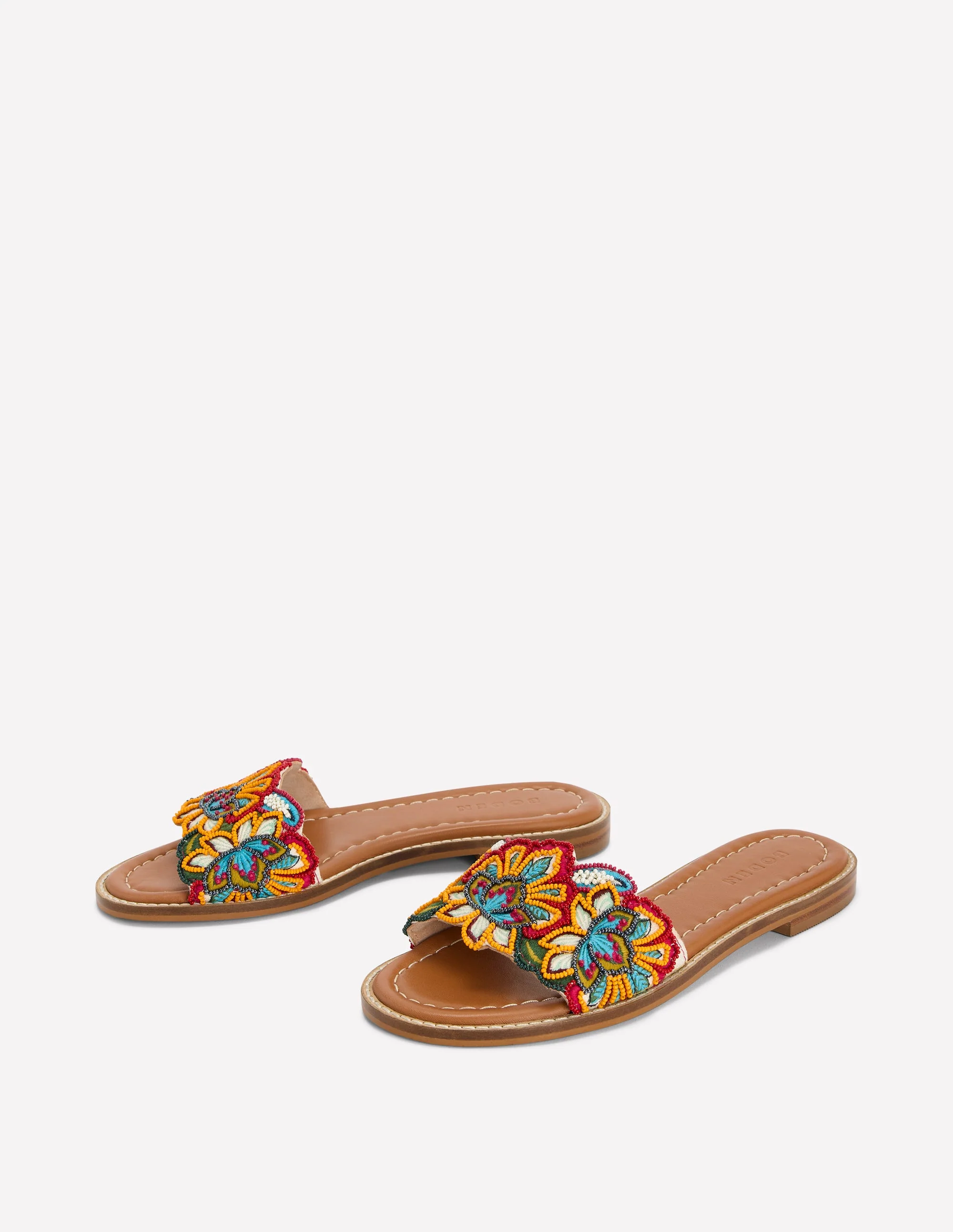 Beaded Flower Flat Sandal-Floral Multi Embroidery - Image 3