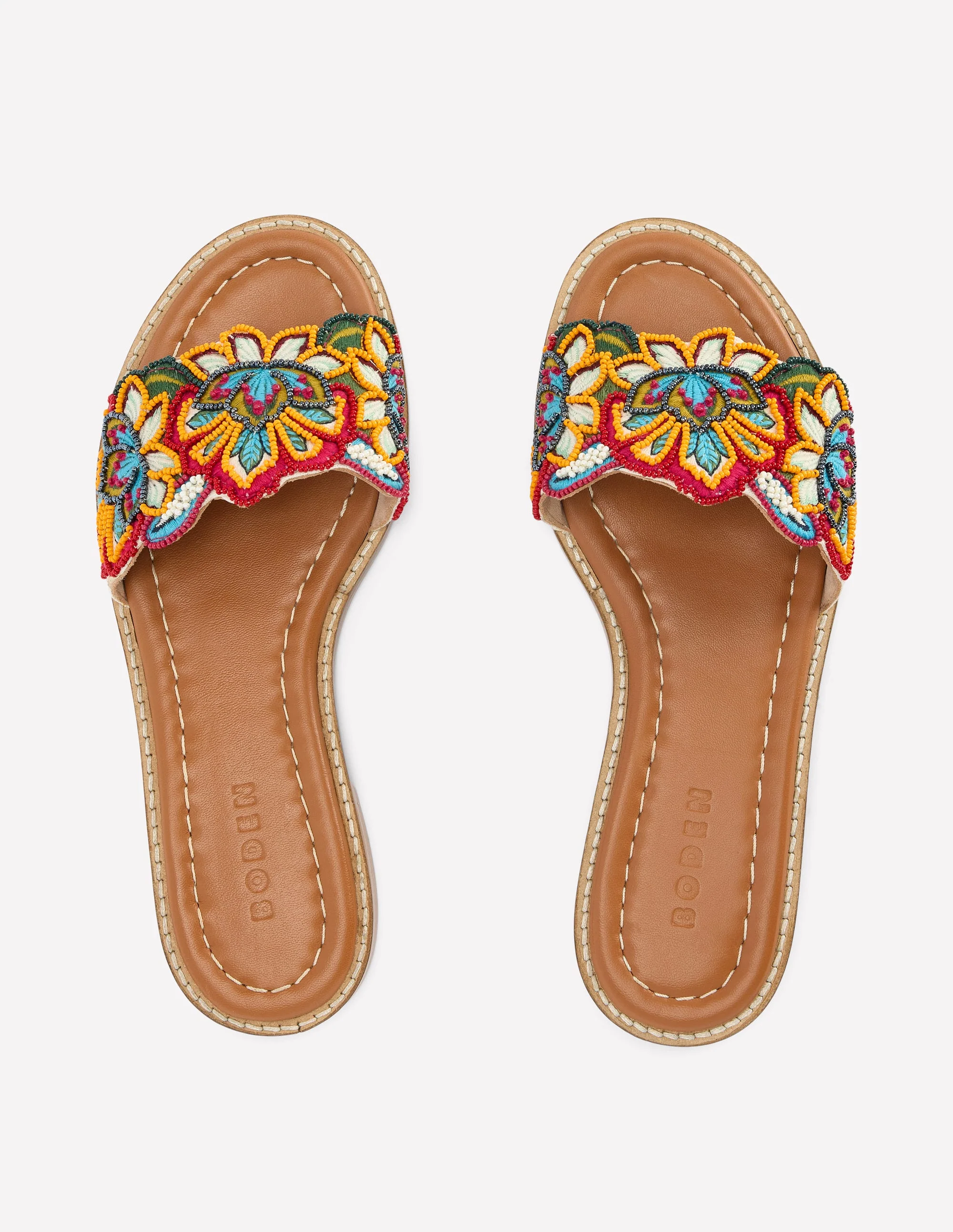 Beaded Flower Flat Sandal-Floral Multi Embroidery - Image 5