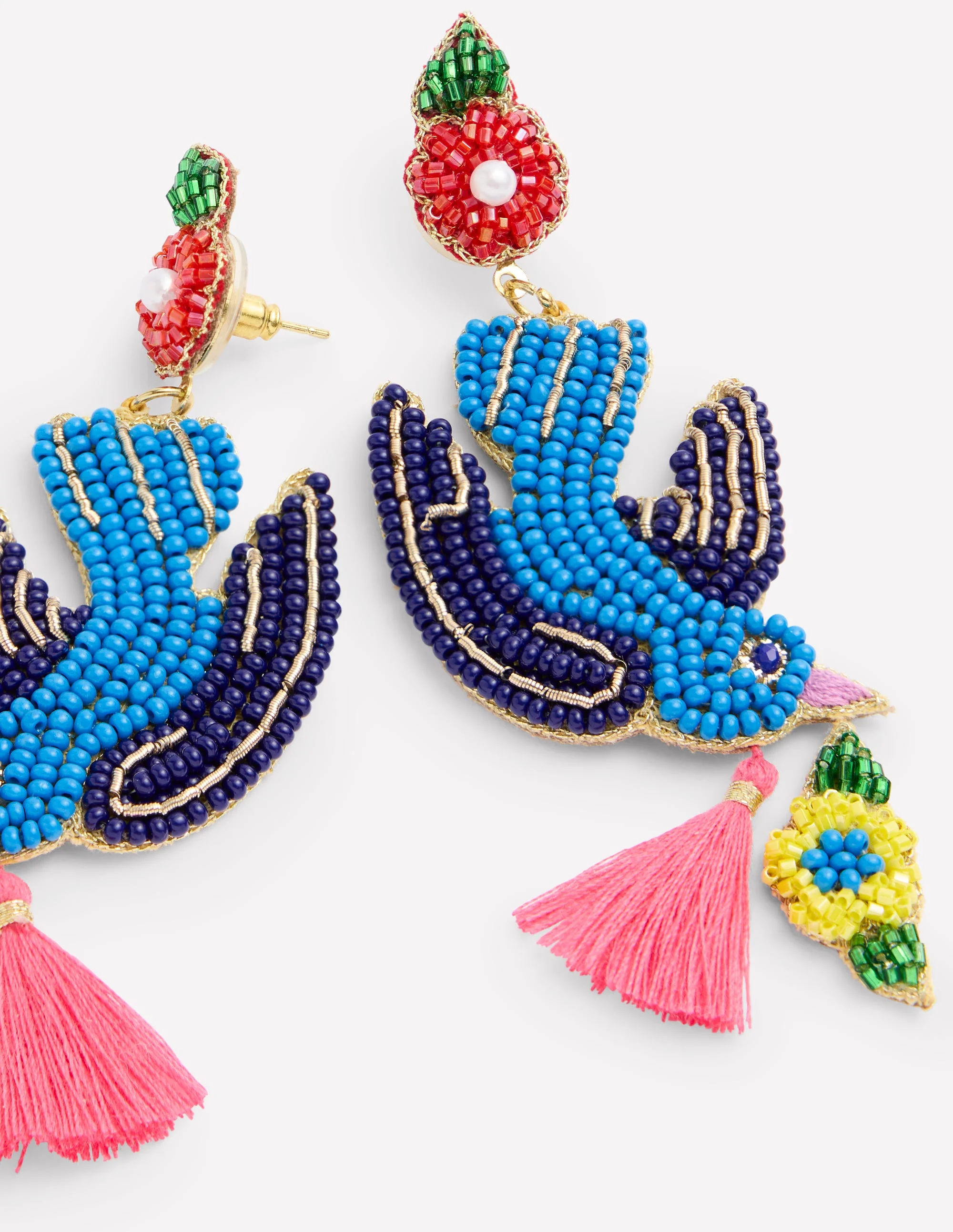 Beady Motif Earrings-Bird - Image 3
