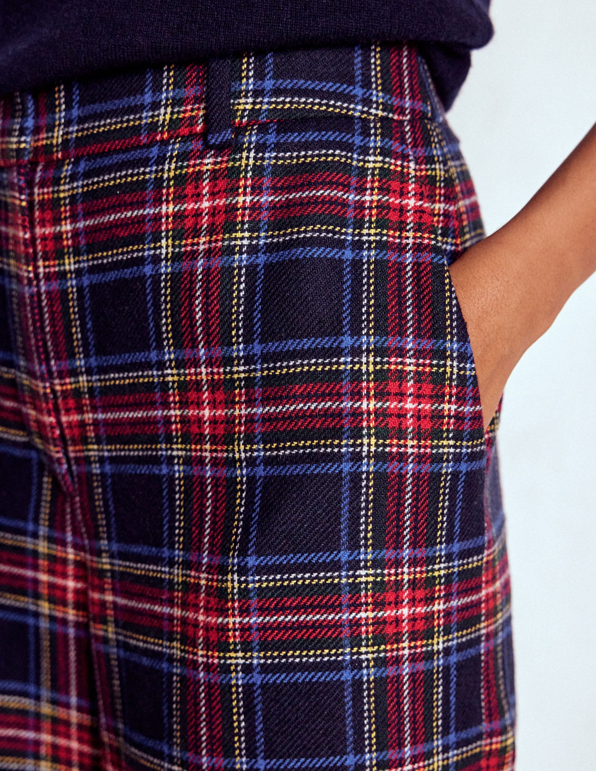 Belgravia Wool Pants-Navy, Green and Red Check - Image 2