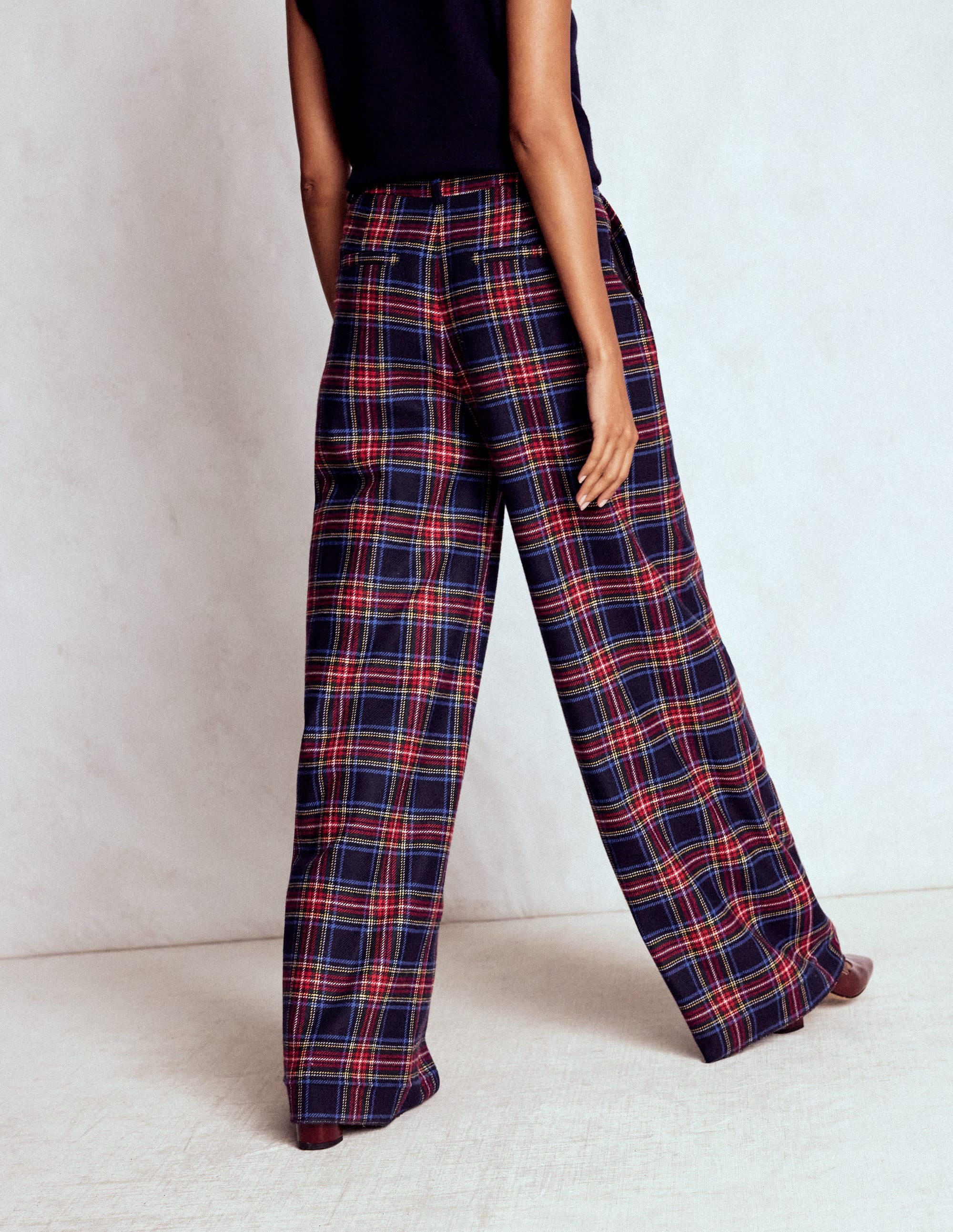 Belgravia Wool Pants-Navy, Green and Red Check - Image 3