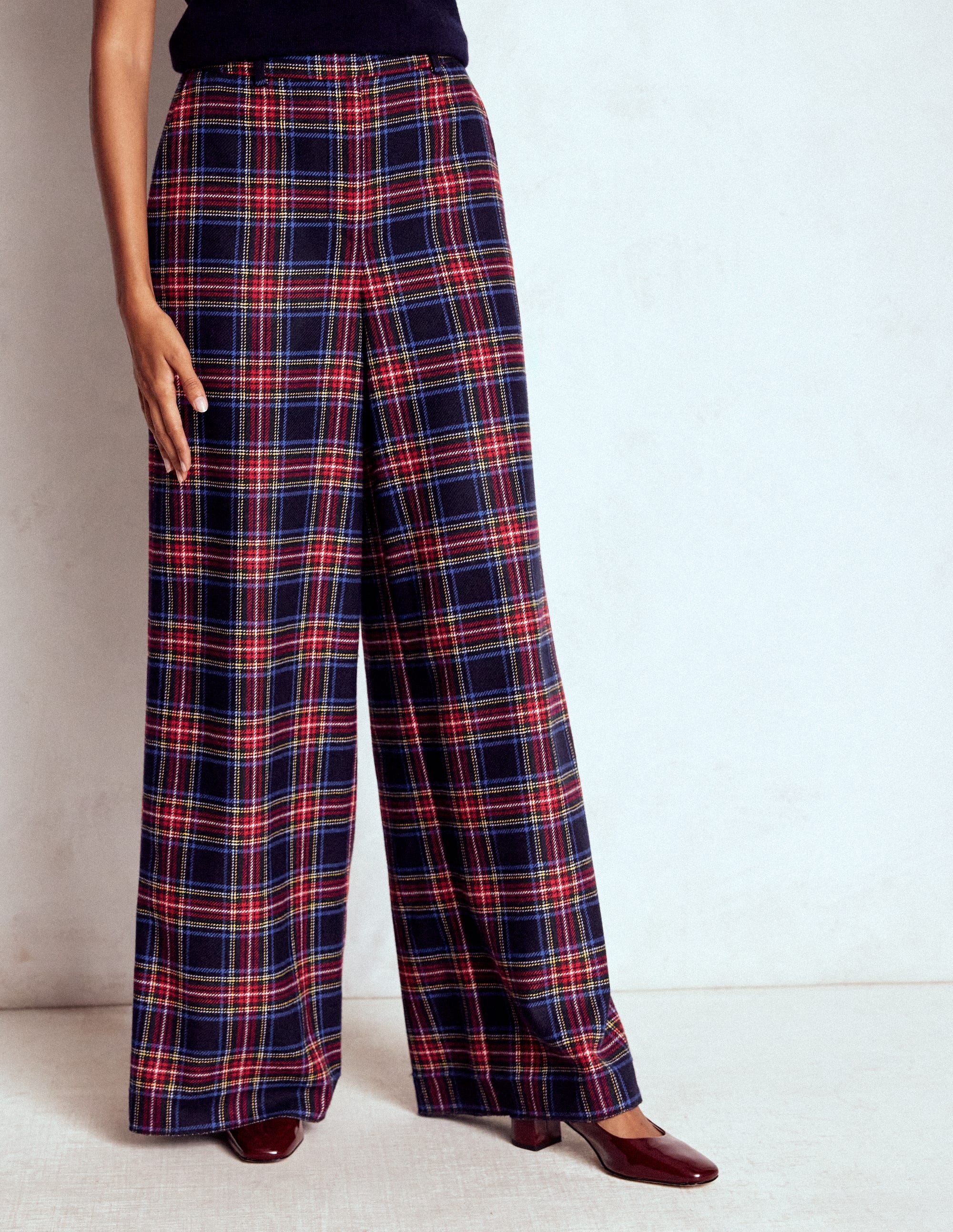Belgravia Wool Pants-Navy, Green and Red Check - Image 4