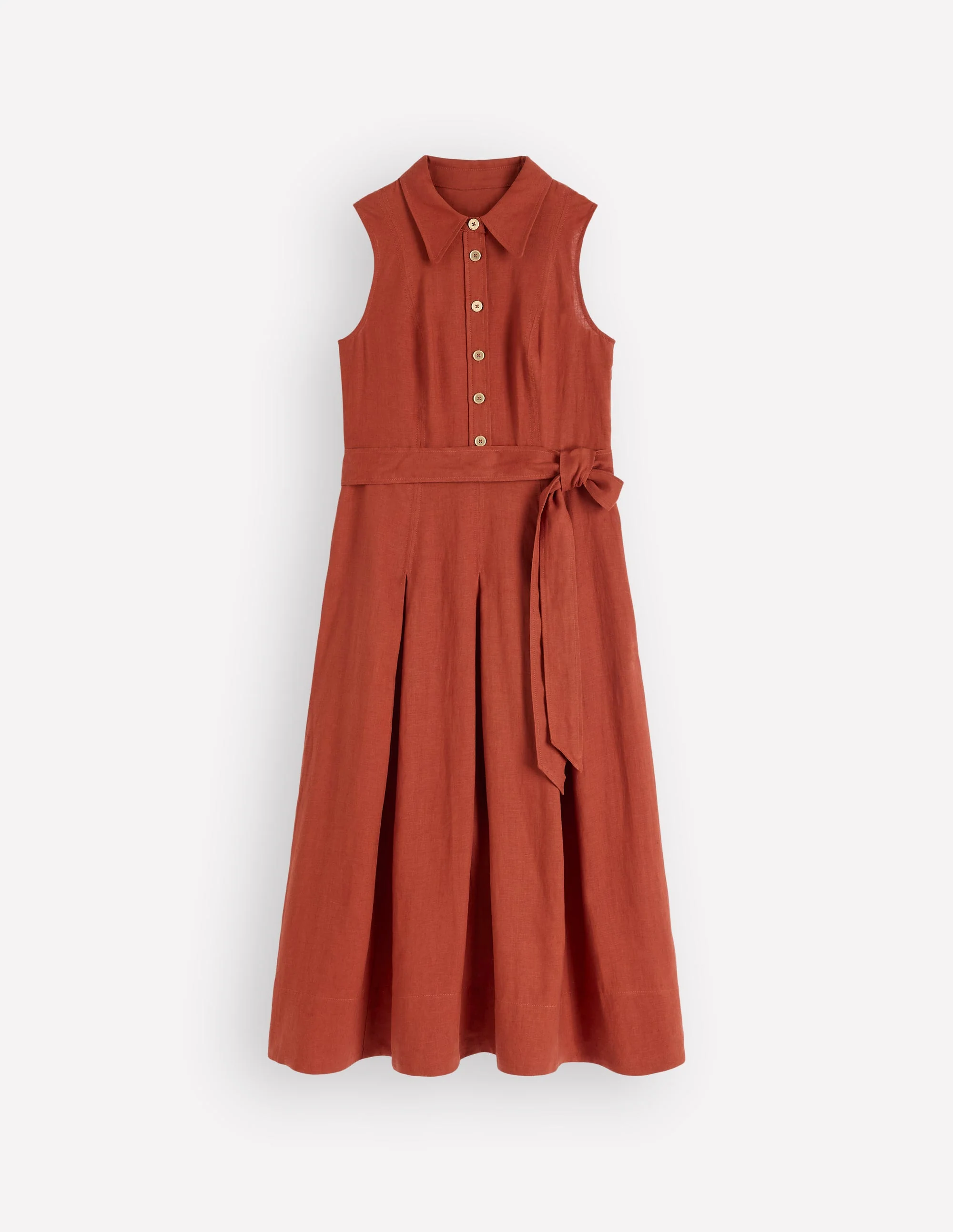 Belinda Linen Shirt Dress-Burnt Orange - Image 6