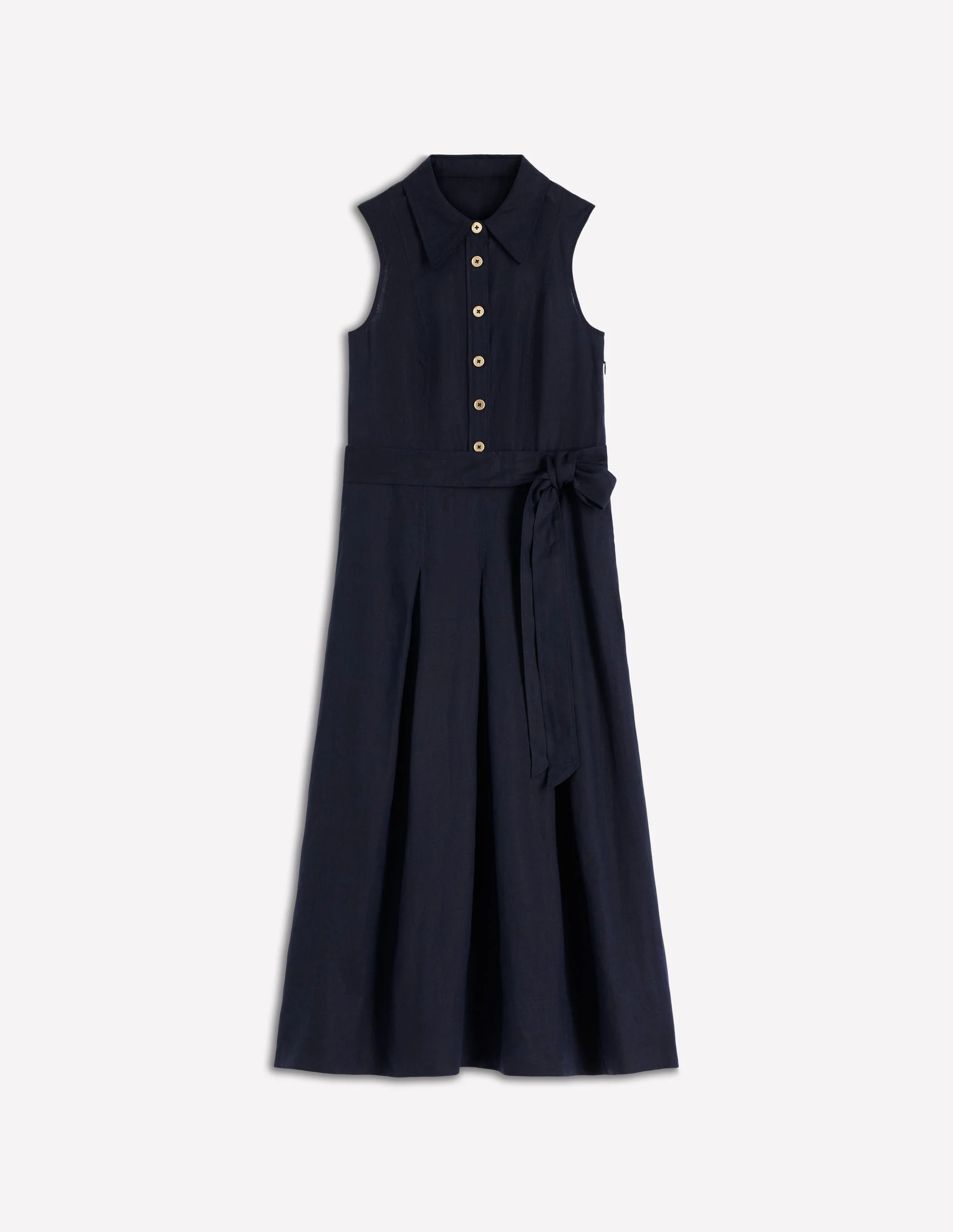 Belinda Linen Shirt Dress-Navy - Image 7