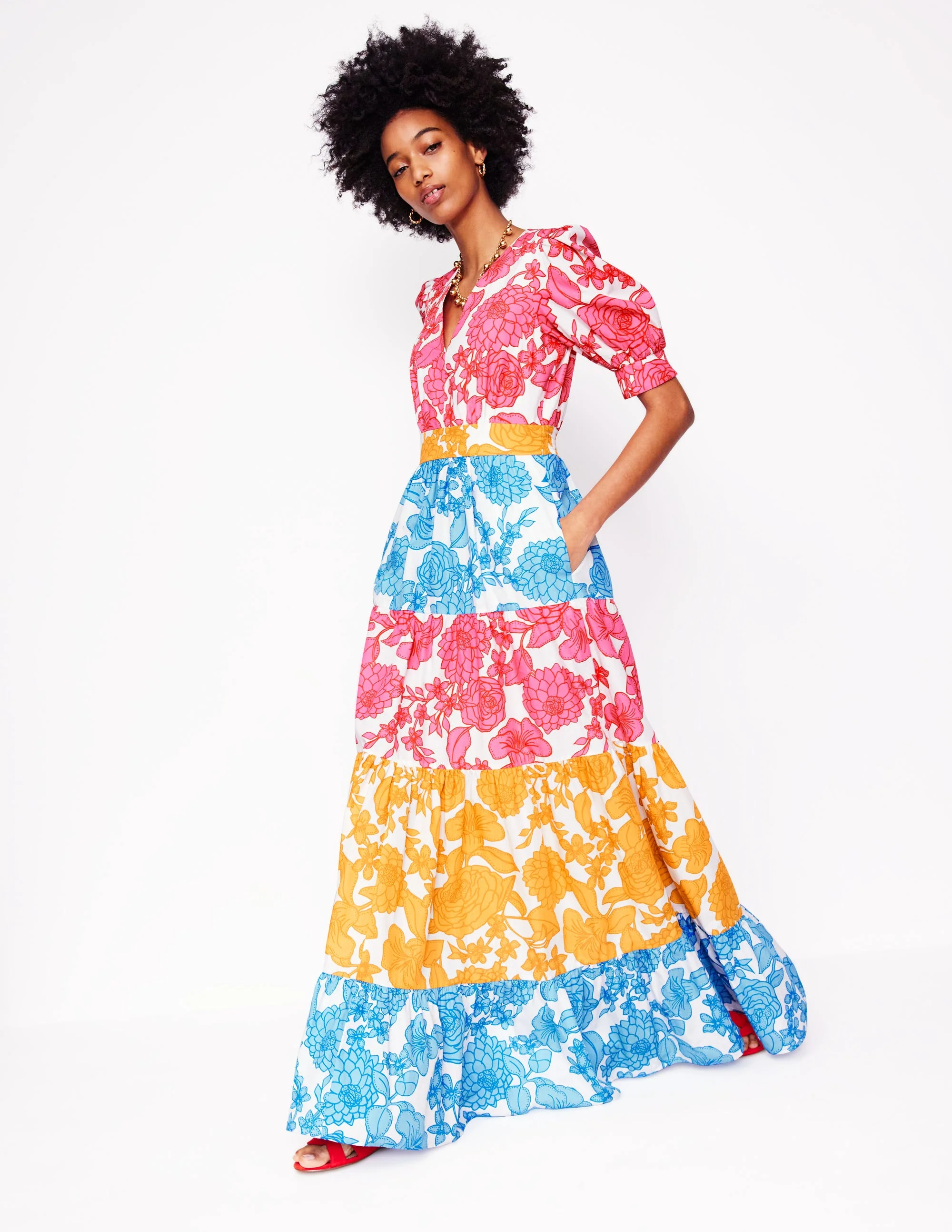 Bella Puff Sleeve Maxi Dress-Multi, Blossom Cascade - Image 5