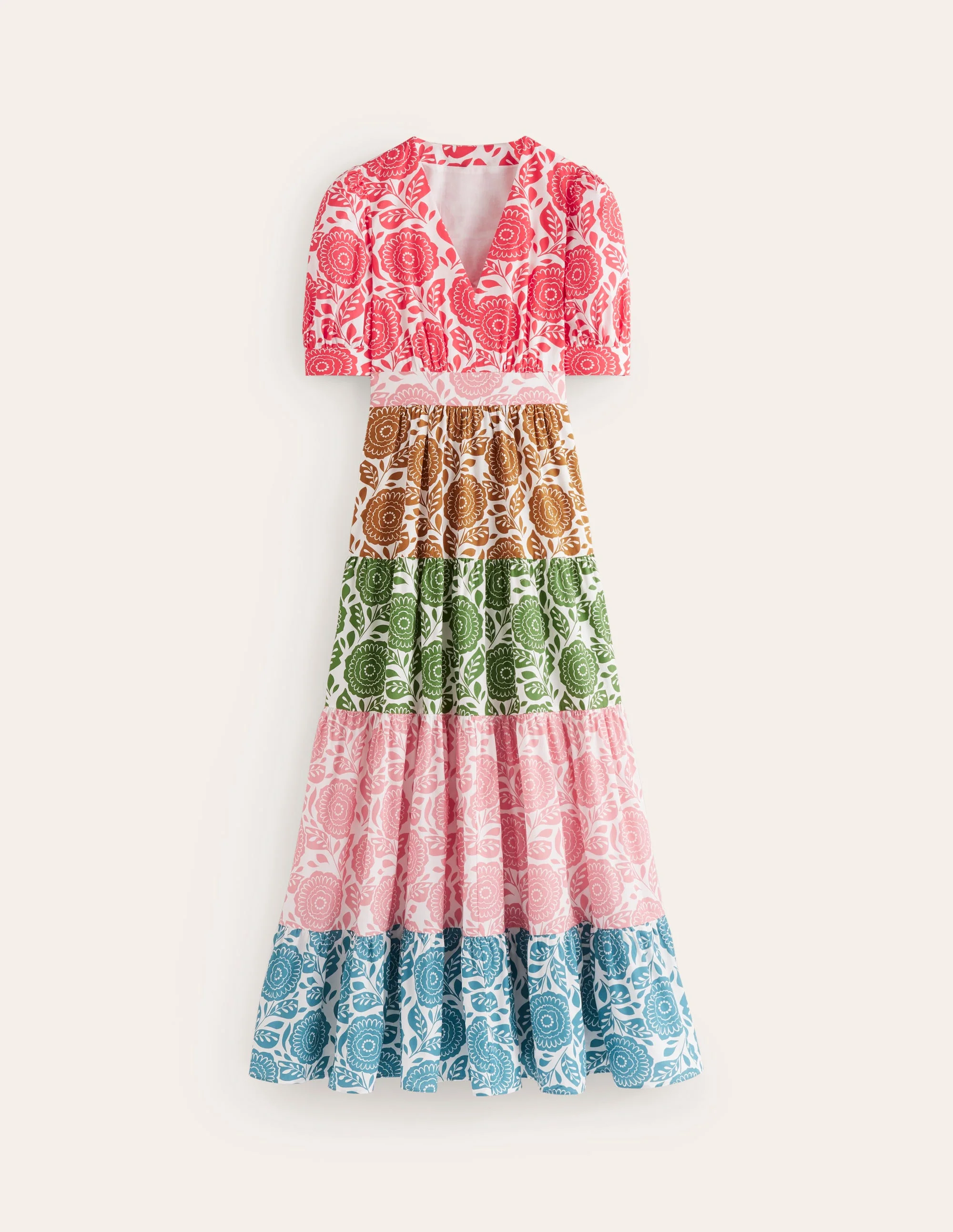 Bella Puff Sleeve Maxi Dress-Spice Red, Etched Floral - Image 6