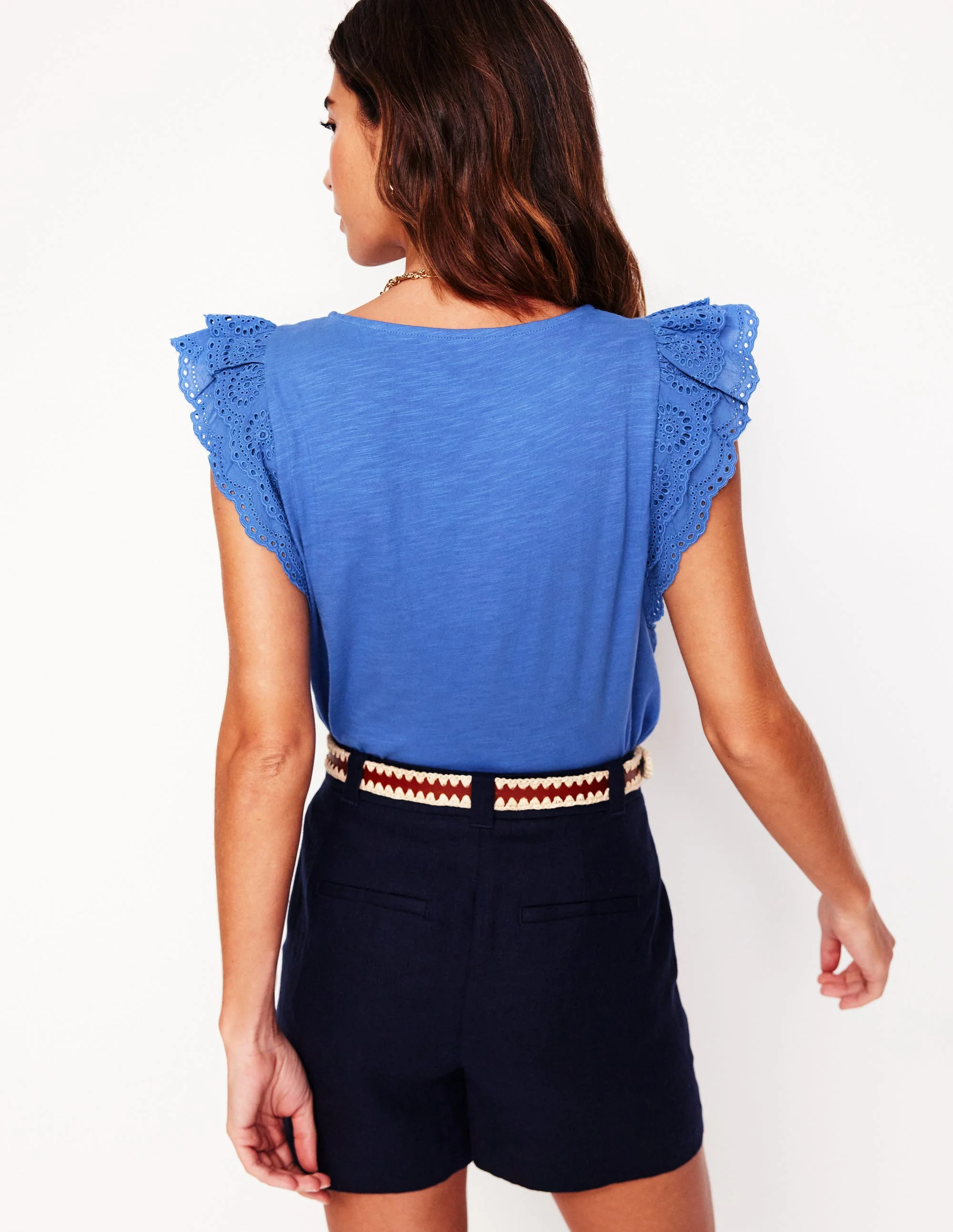 Belle Broderie Sleeve Top-Blue River - Image 3