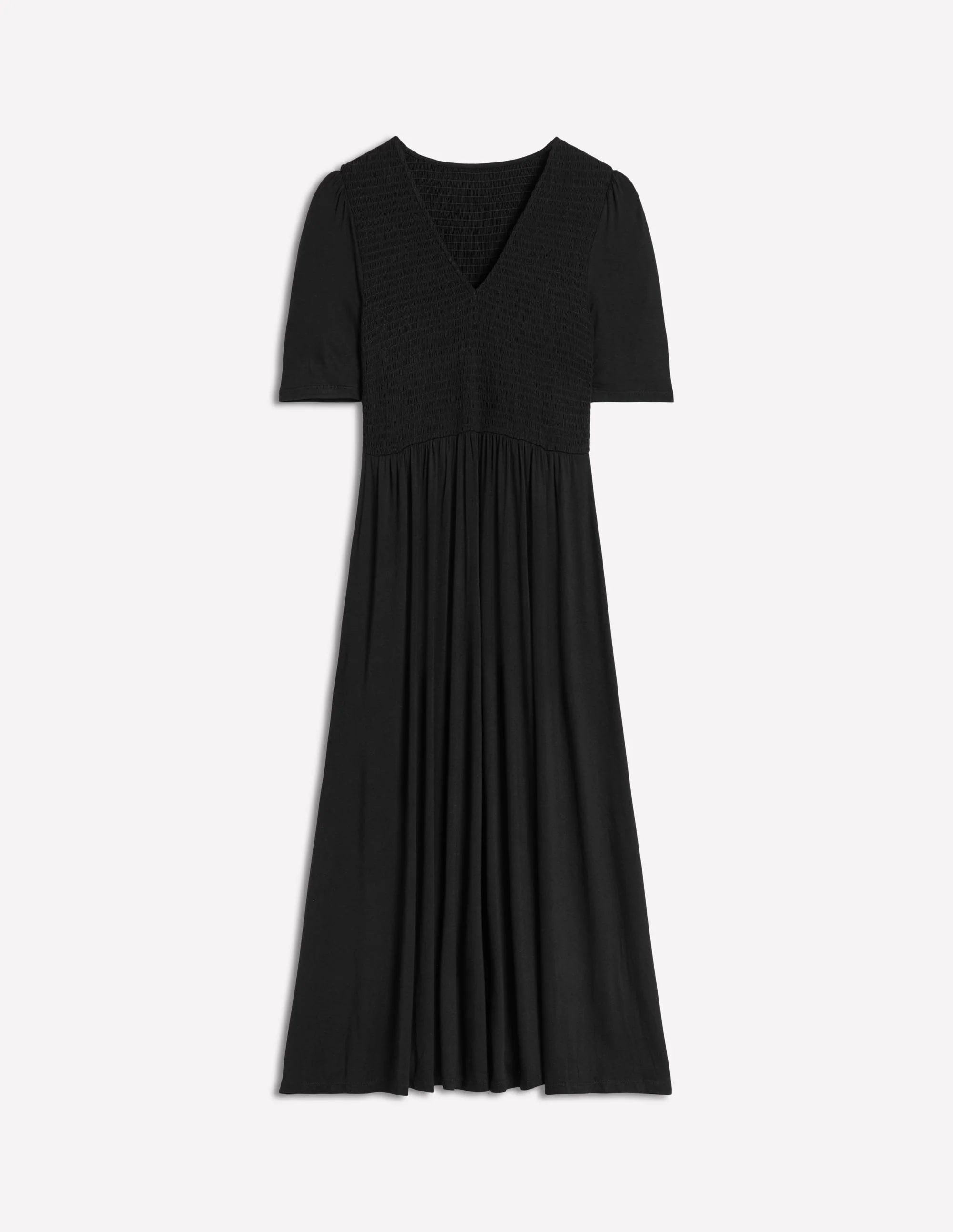 Bethany Smocked Jersey Dress-Black - Image 6