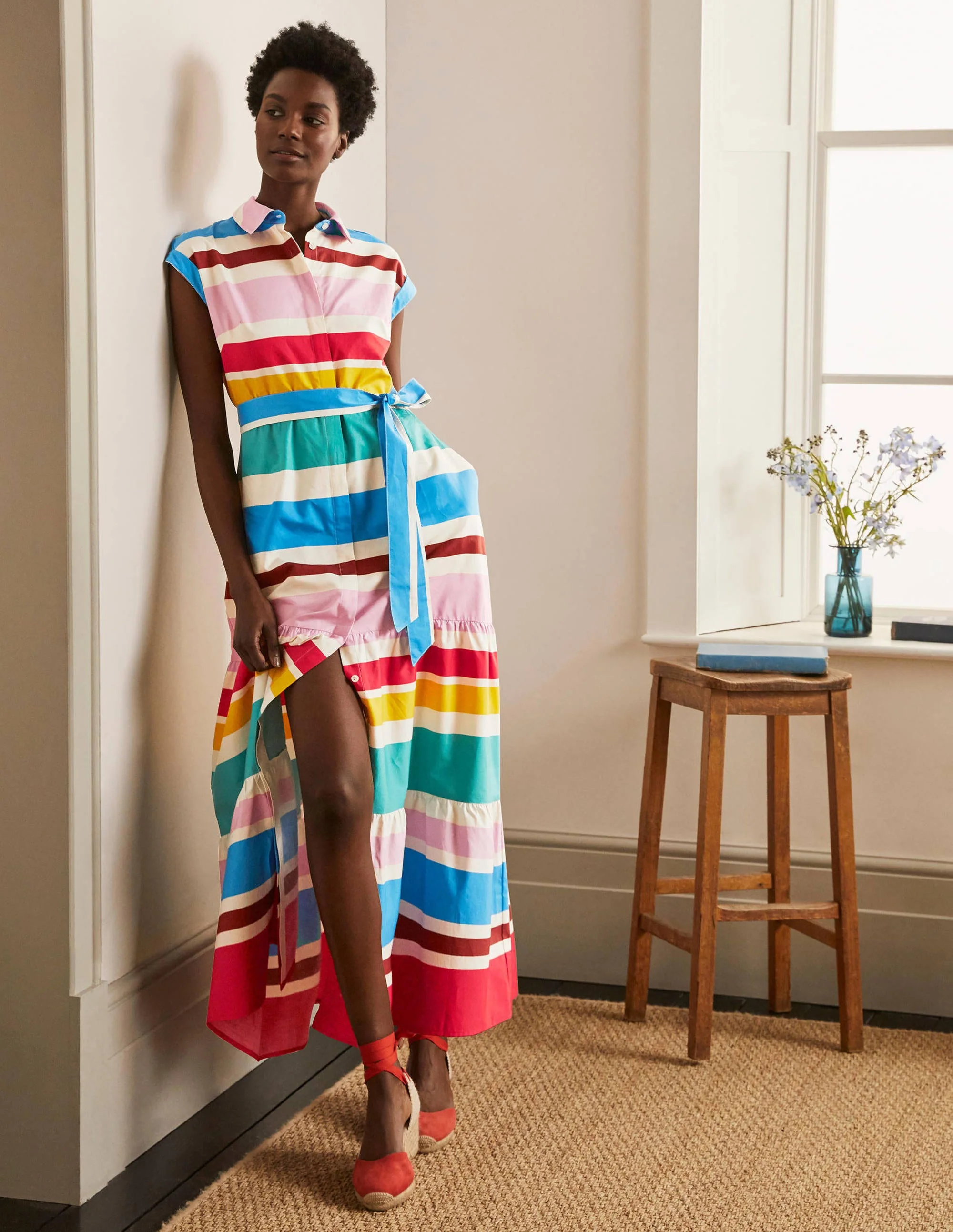 Betty Maxi Shirt Dress-Summer Multistripe - Image 6