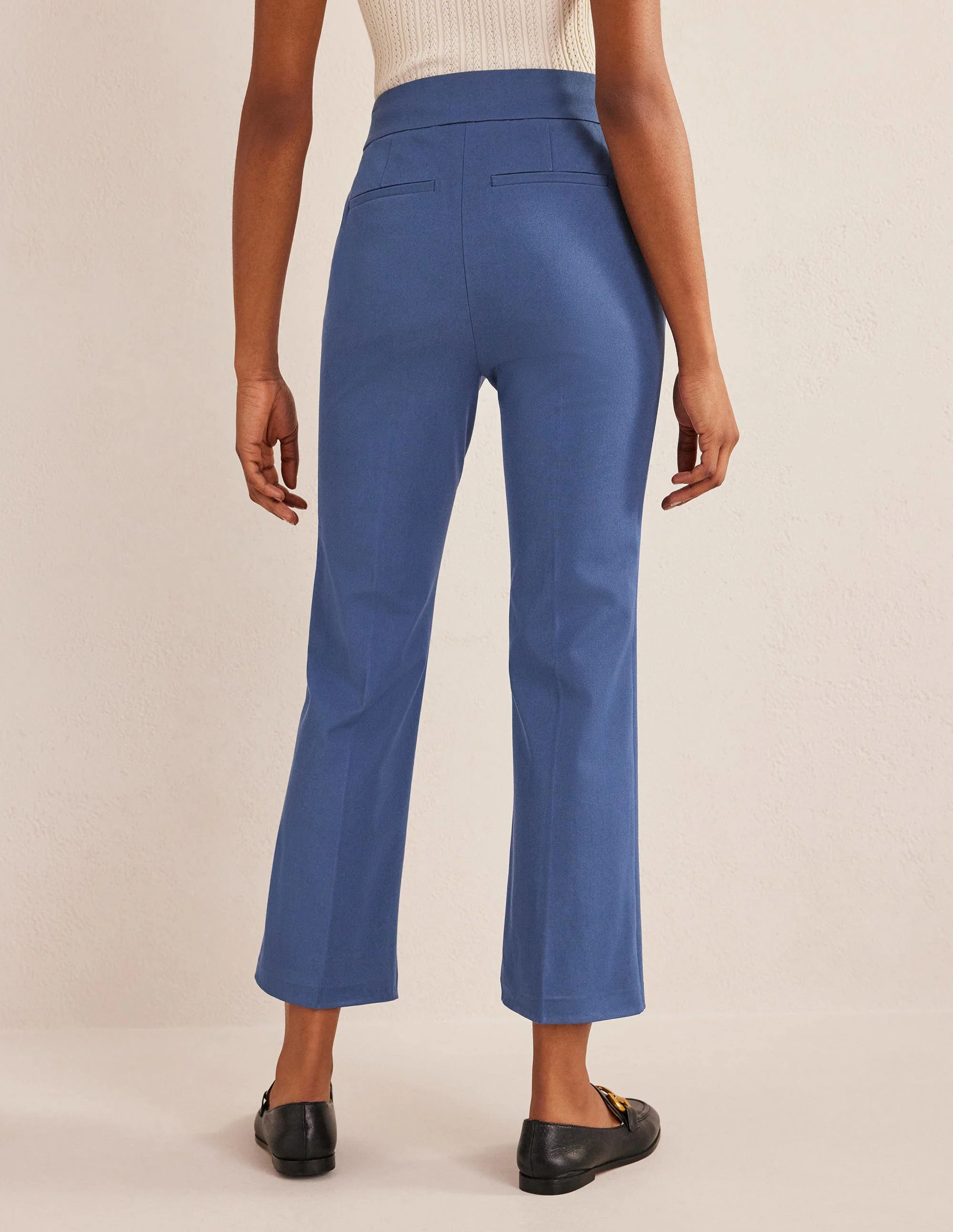 Bi-Stretch Crop Flare Pants-True Blue - Image 3