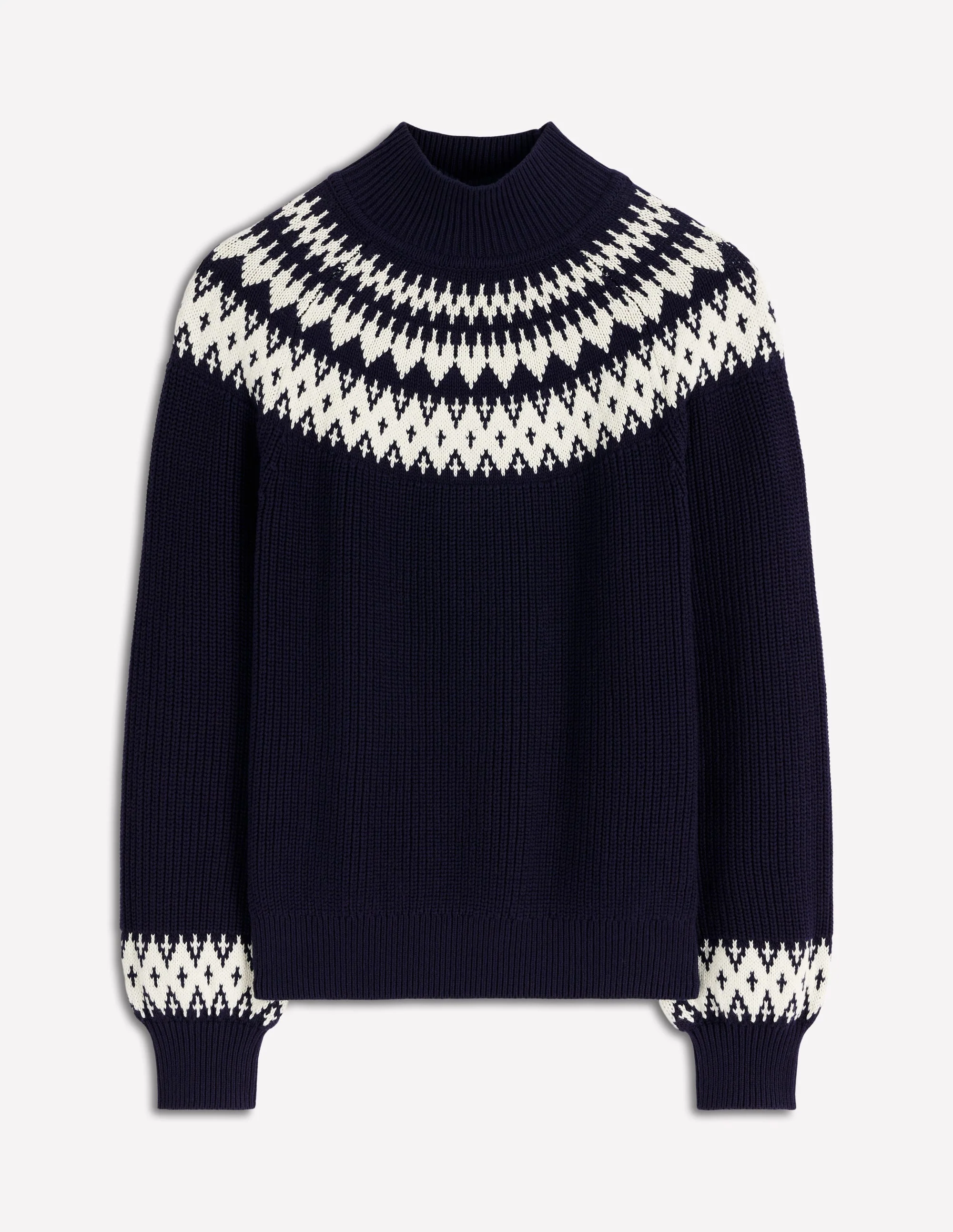 Bianca Cotton Ribbed Sweater-Navy Fair Isle - Image 7