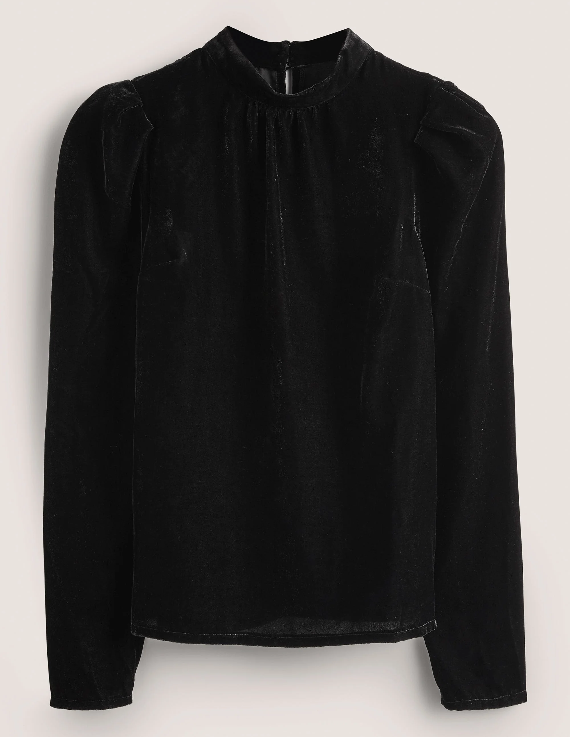 Black Mutton Sleeve Velvet Top-Black - Image 5