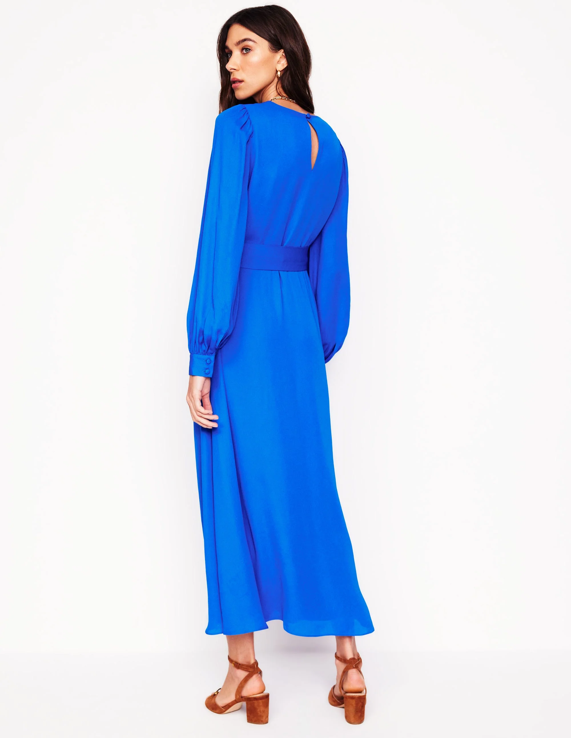 Blouson Sleeve Midi Dress-Gallery Blue - Image 4