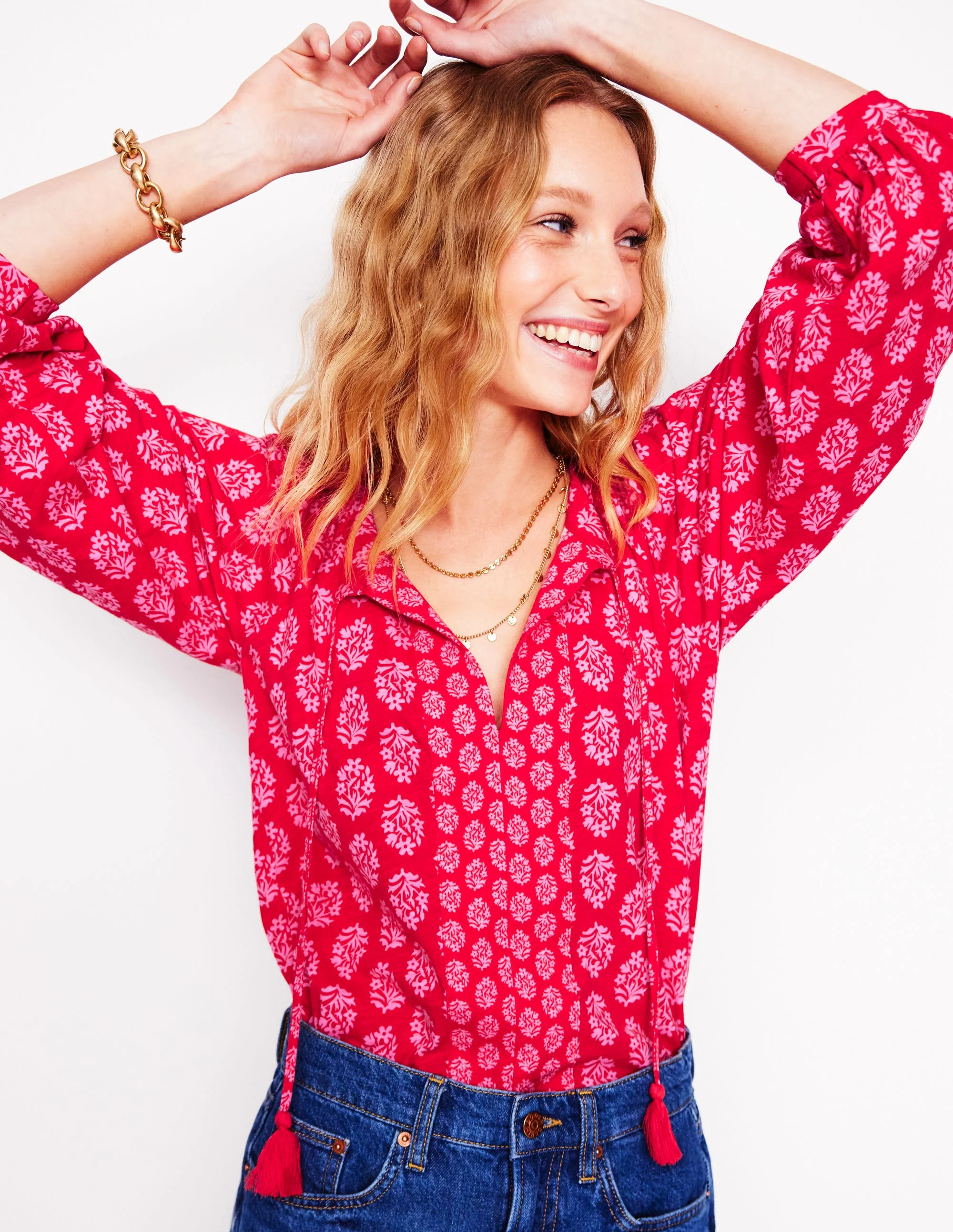 Blouson Sleeve Raglan Top-Posy Stamp - Image 3