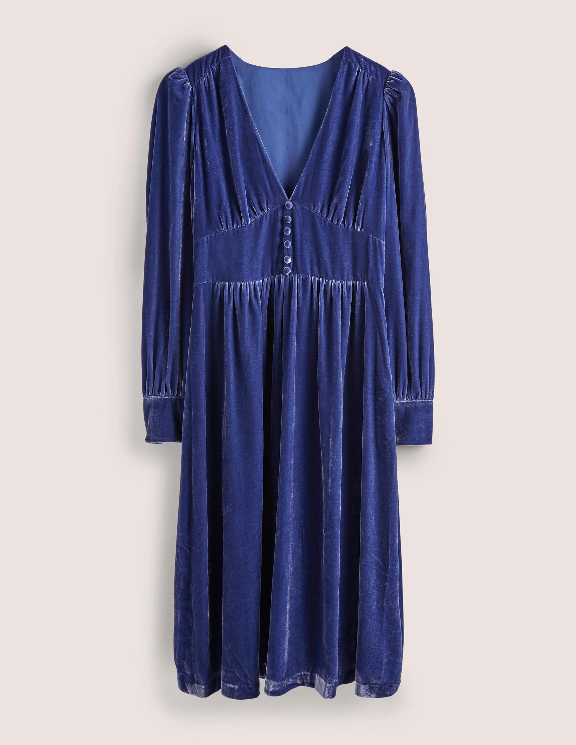 Blue Velvet Midi Party Dress-Sea Blue - Image 7