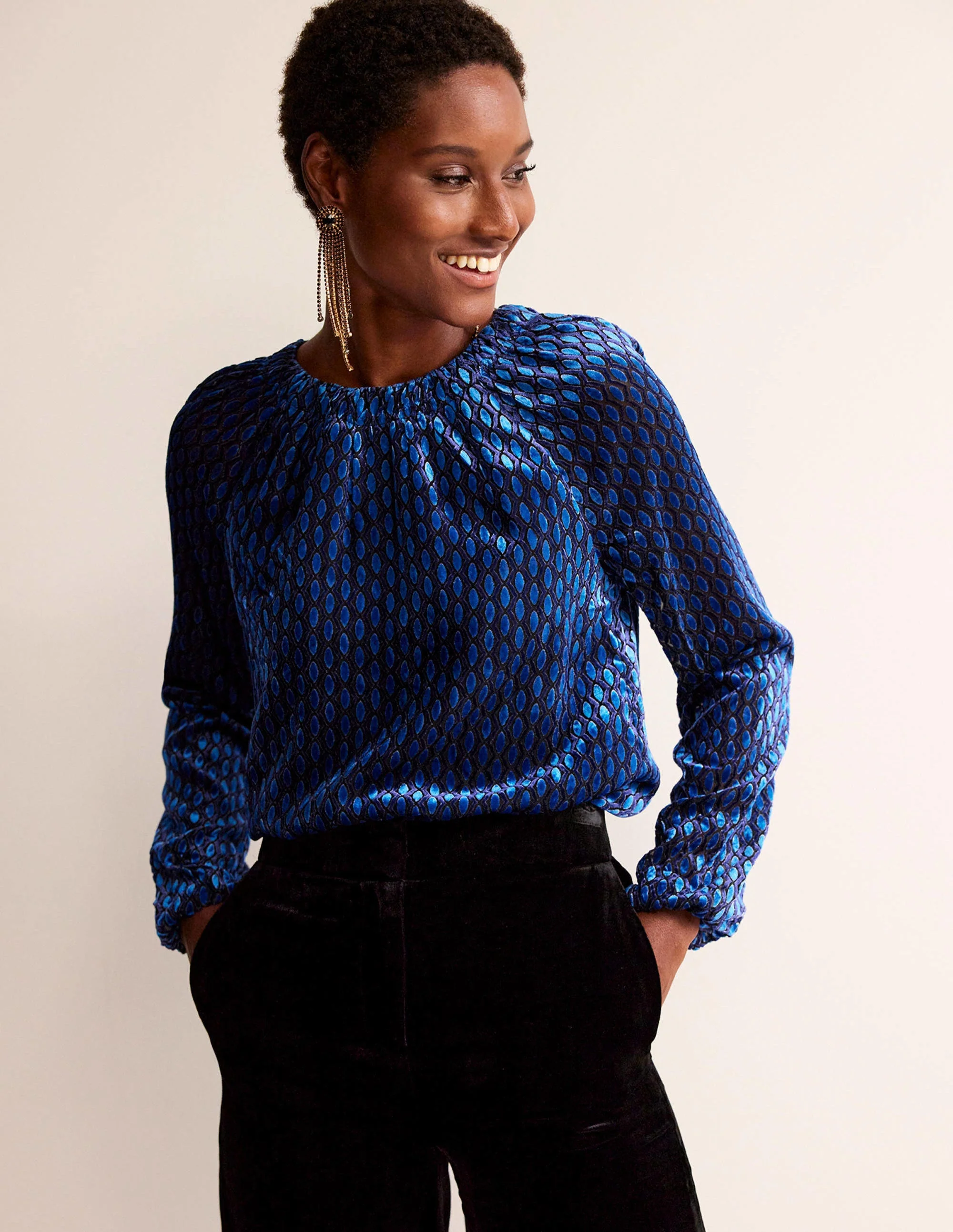 Bow-Back Top-Bright Cobalt, Geo Valley