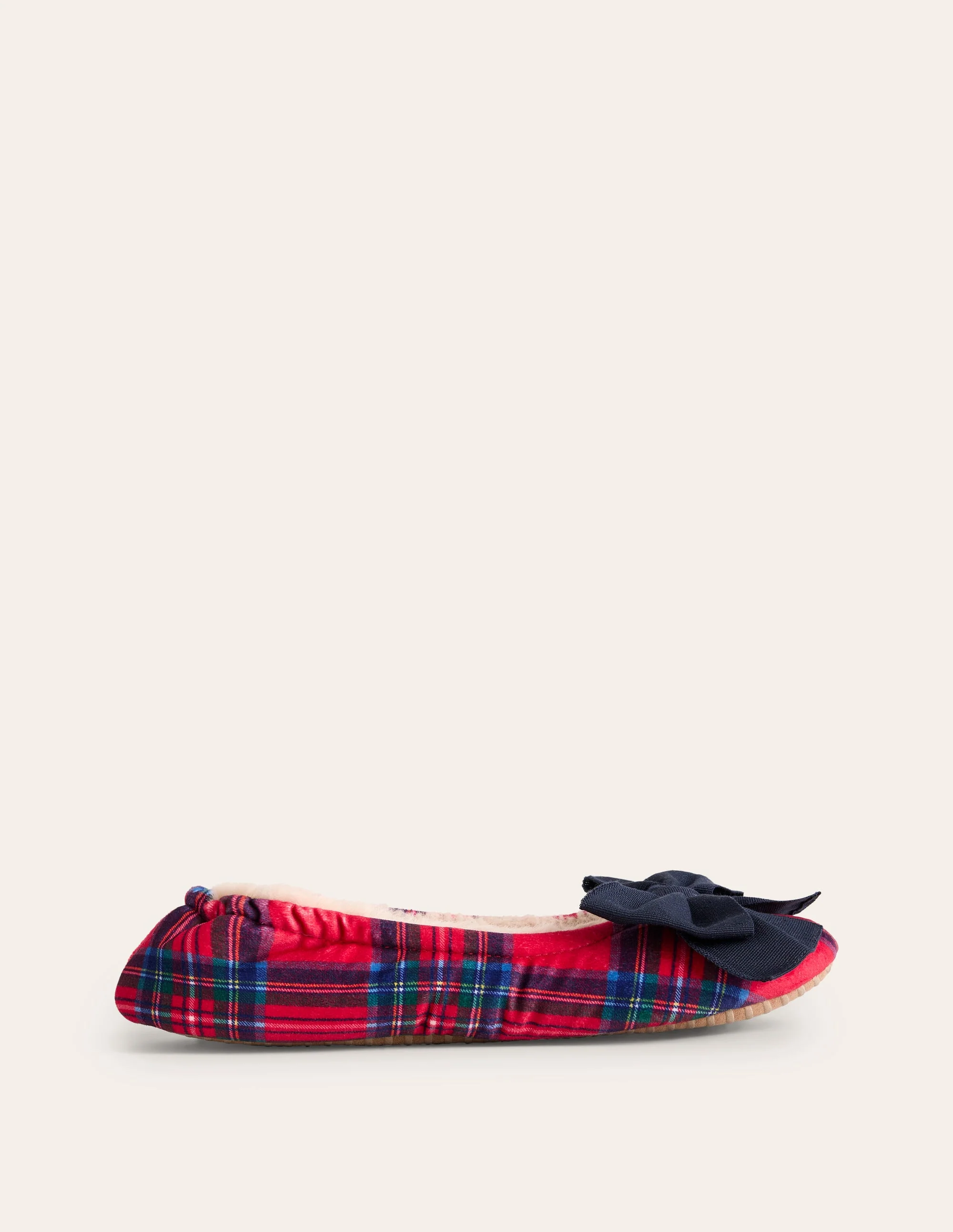 Bow Slippers-Red and Blue Check - Image 2