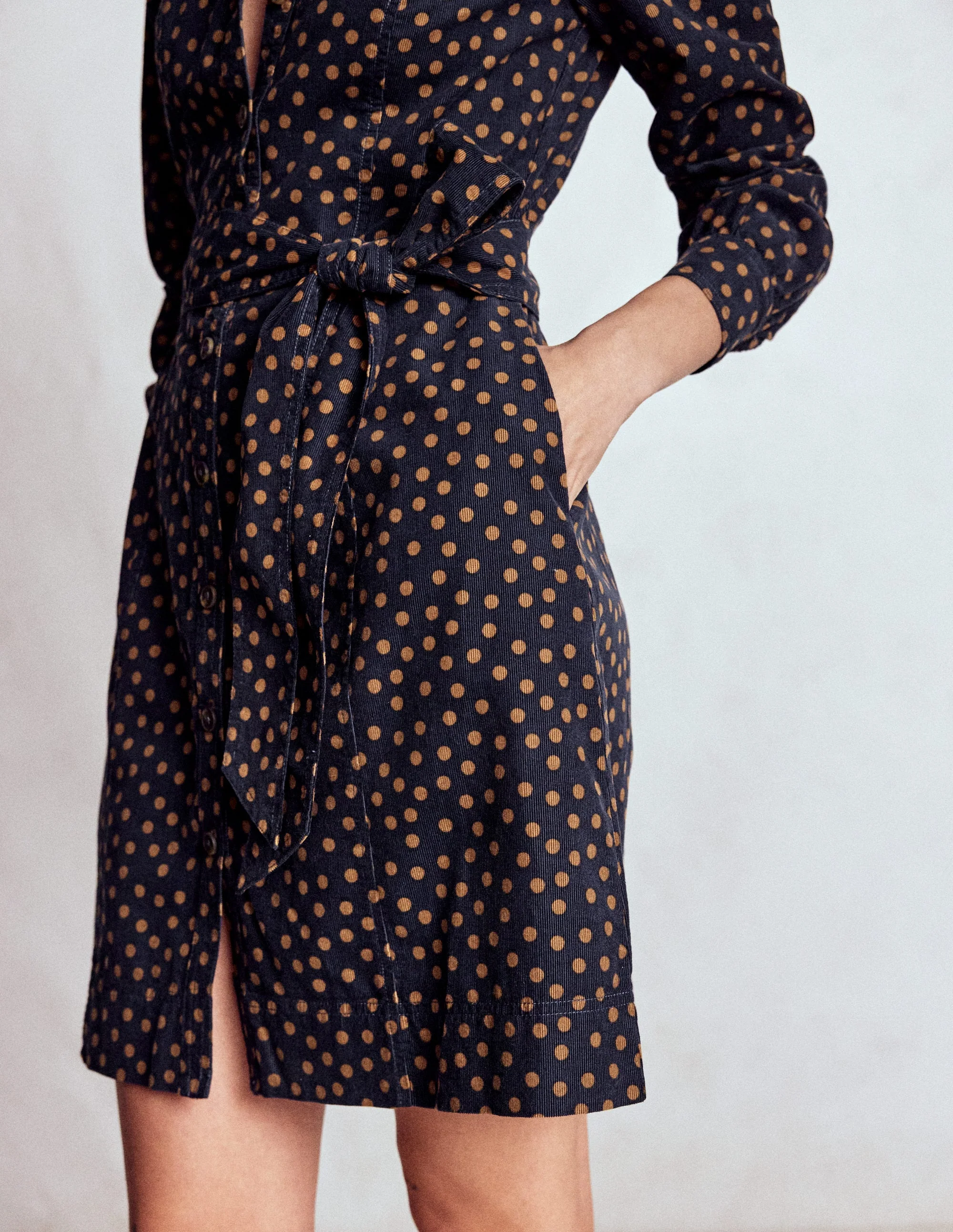Bre Cord Short Dress-French Navy, Painted Dot - Image 3