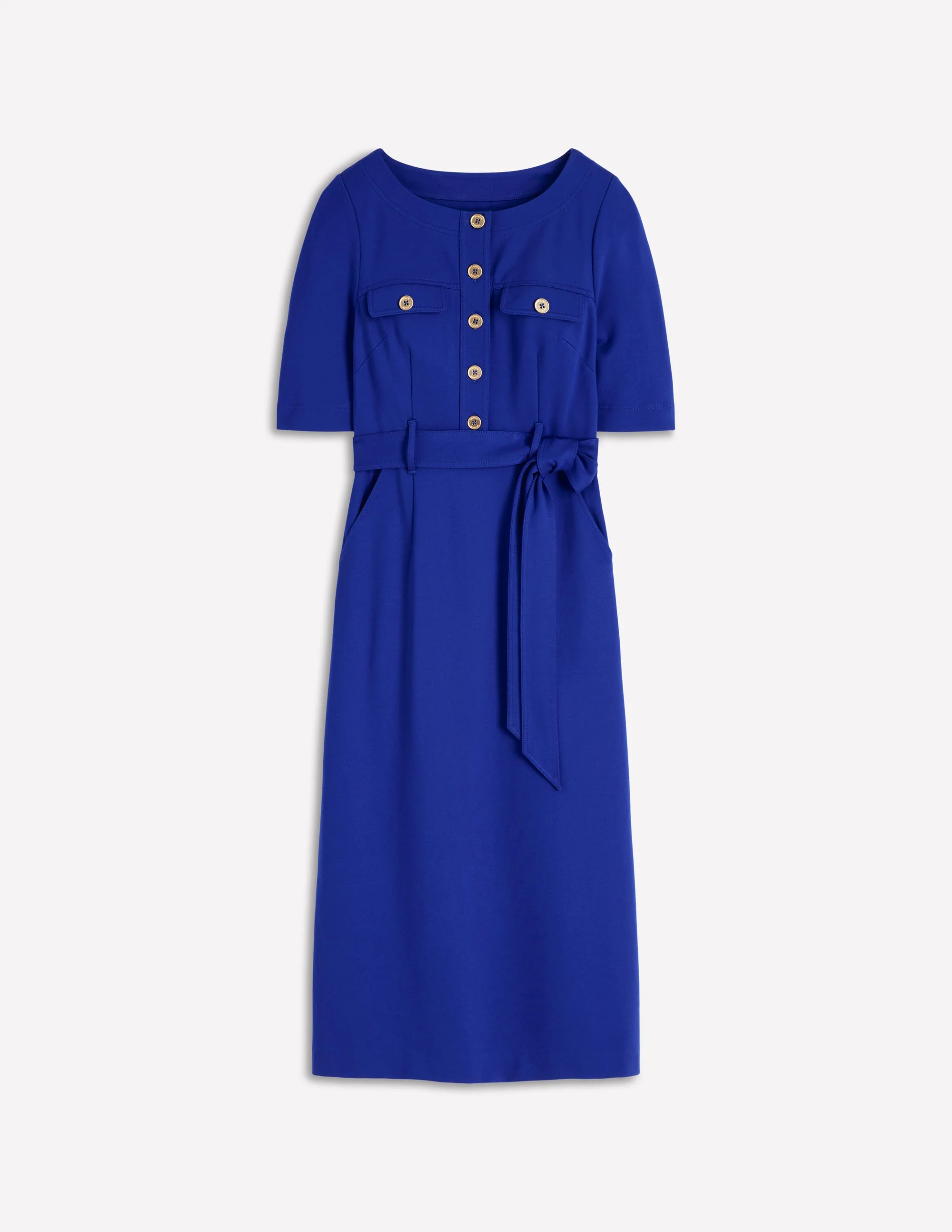 Bria Ponte Midi Dress-Bright Blue - Image 5