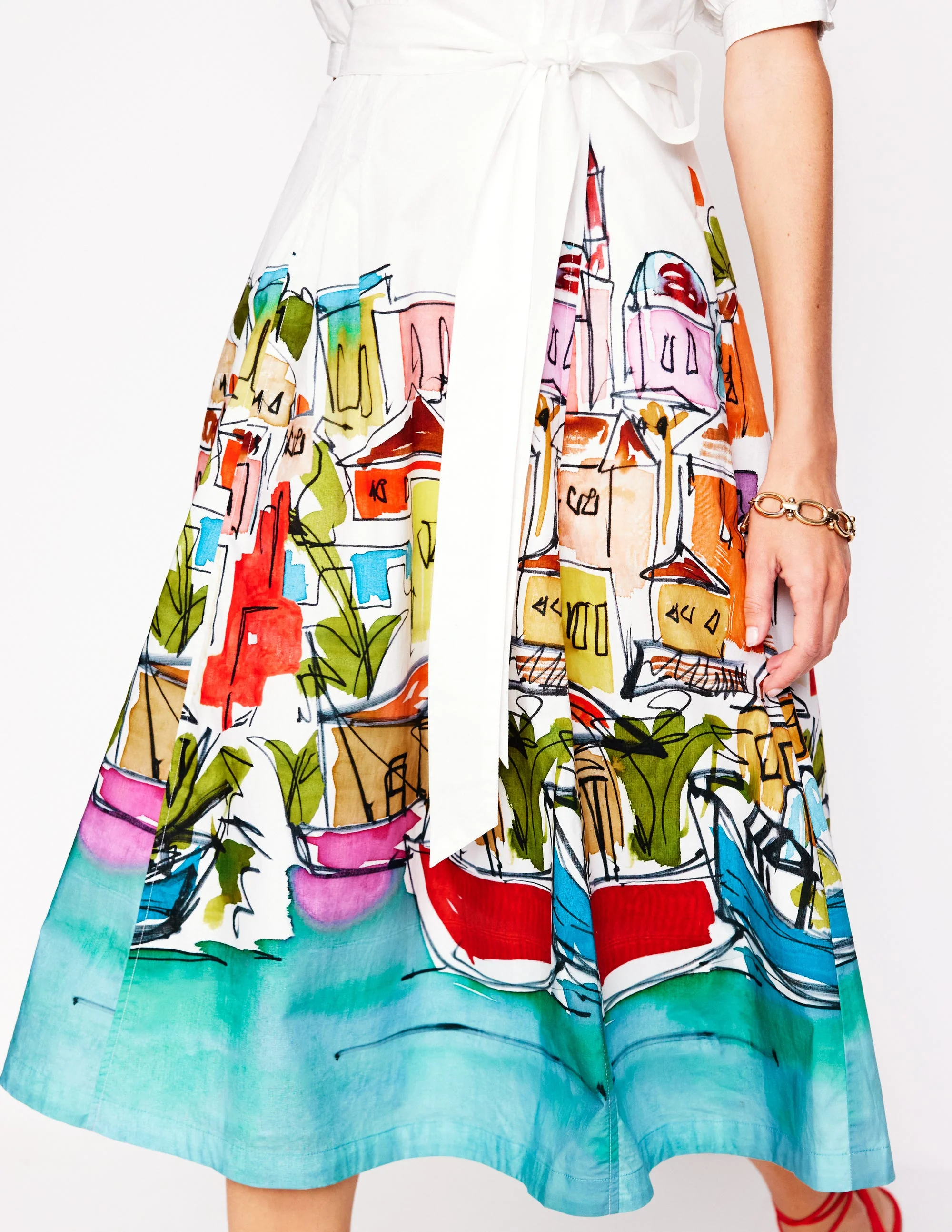 Bria Puff Sleeve Midi Dress-Multi, Rainbow Village - Image 3