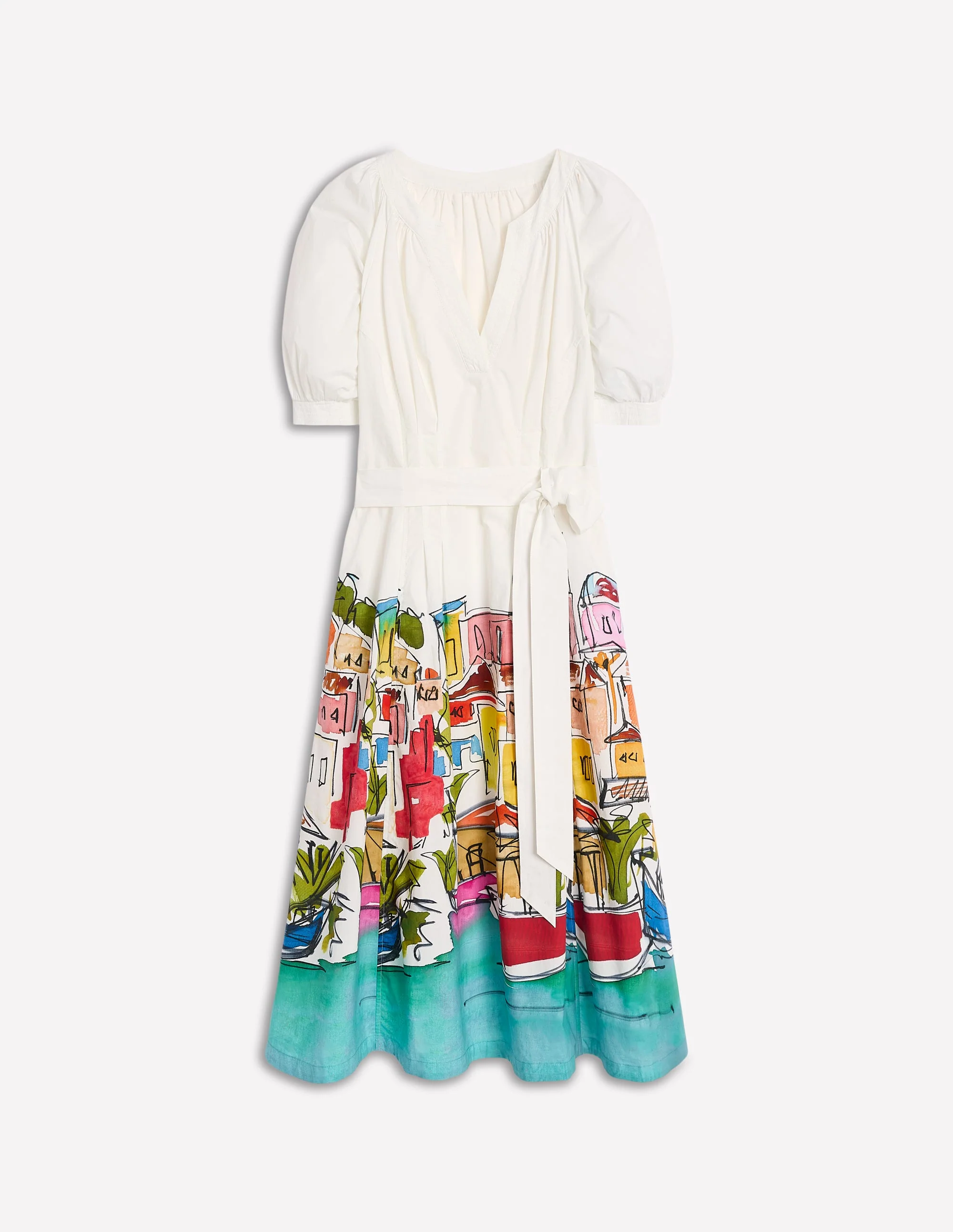 Bria Puff Sleeve Midi Dress-Multi, Rainbow Village - Image 6