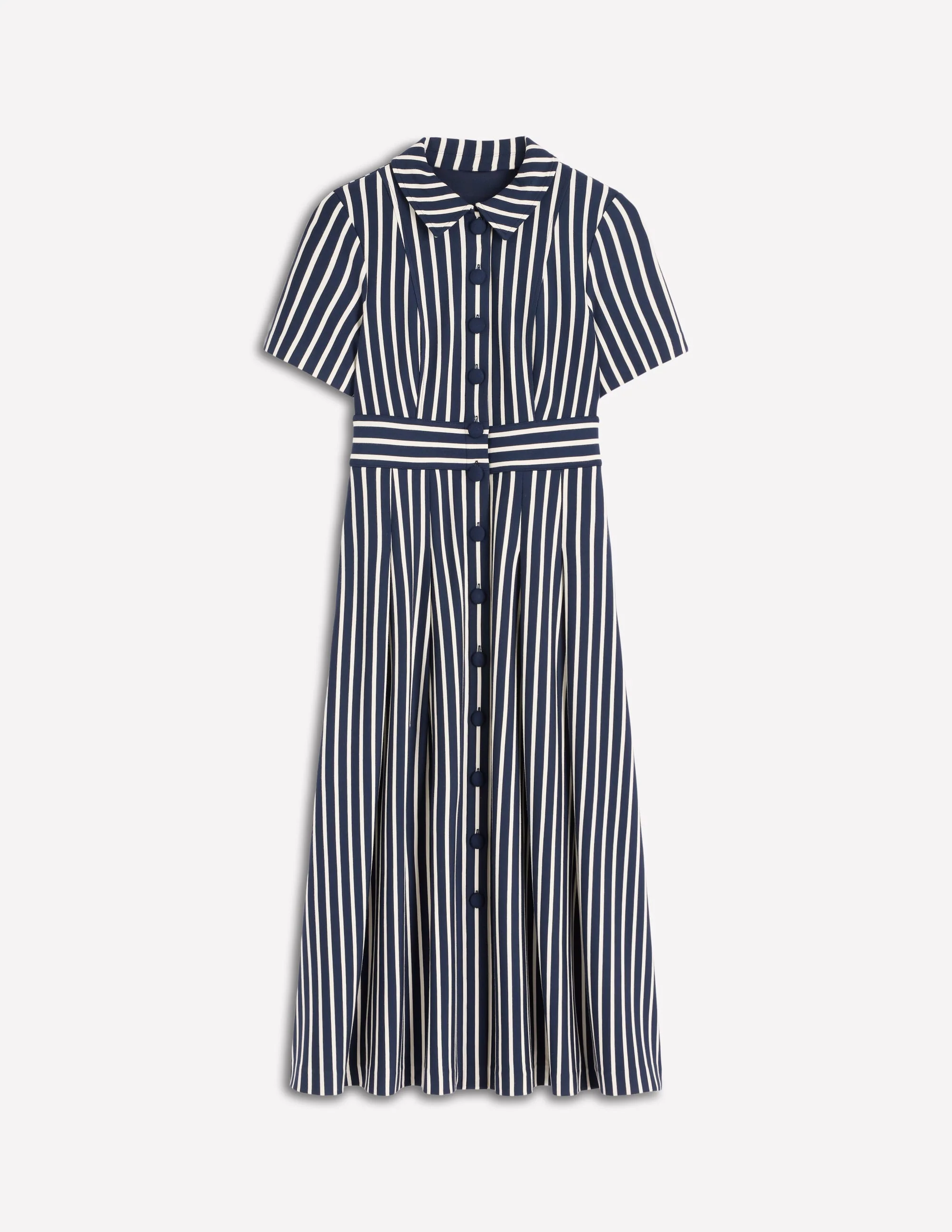 Bridget Ponte Shirt Dress-Navy and Ivory Stripe - Image 5