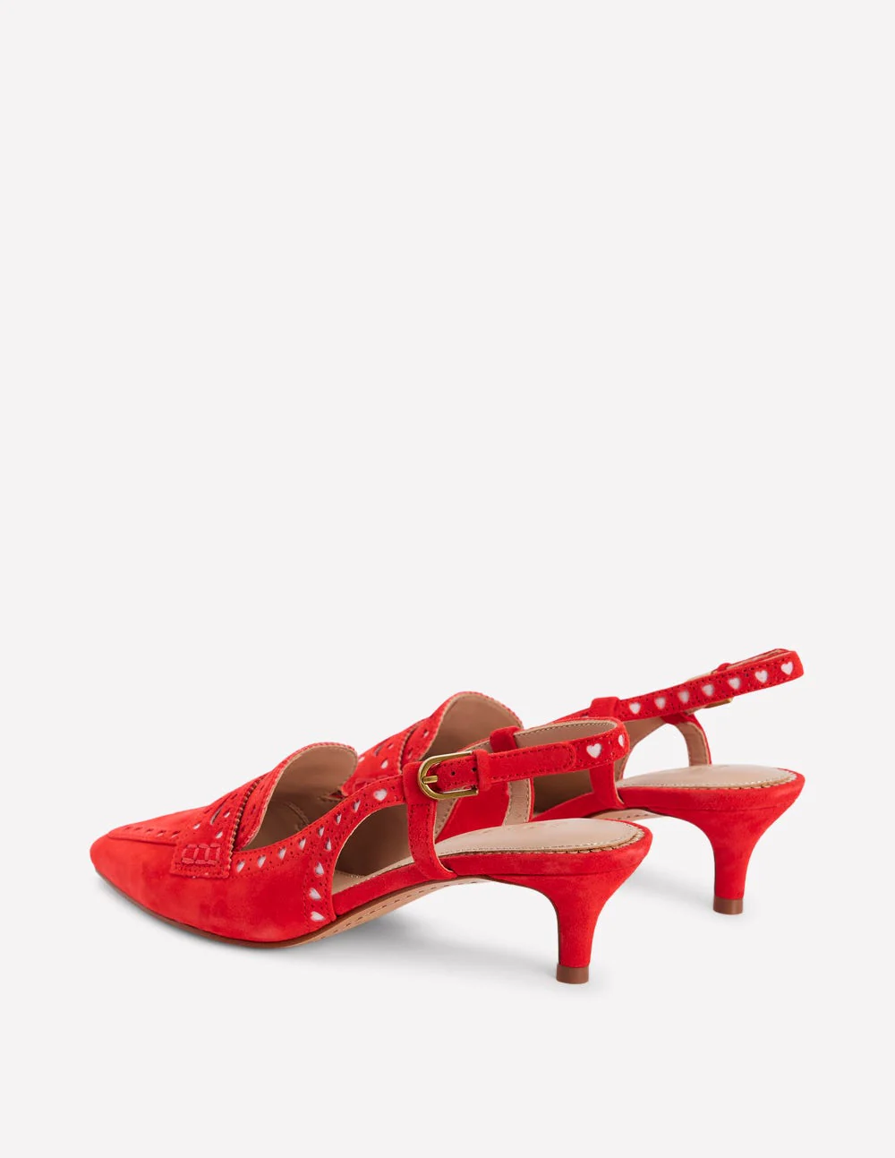 Brogue Slingback Kitten Heel-Red - Image 6