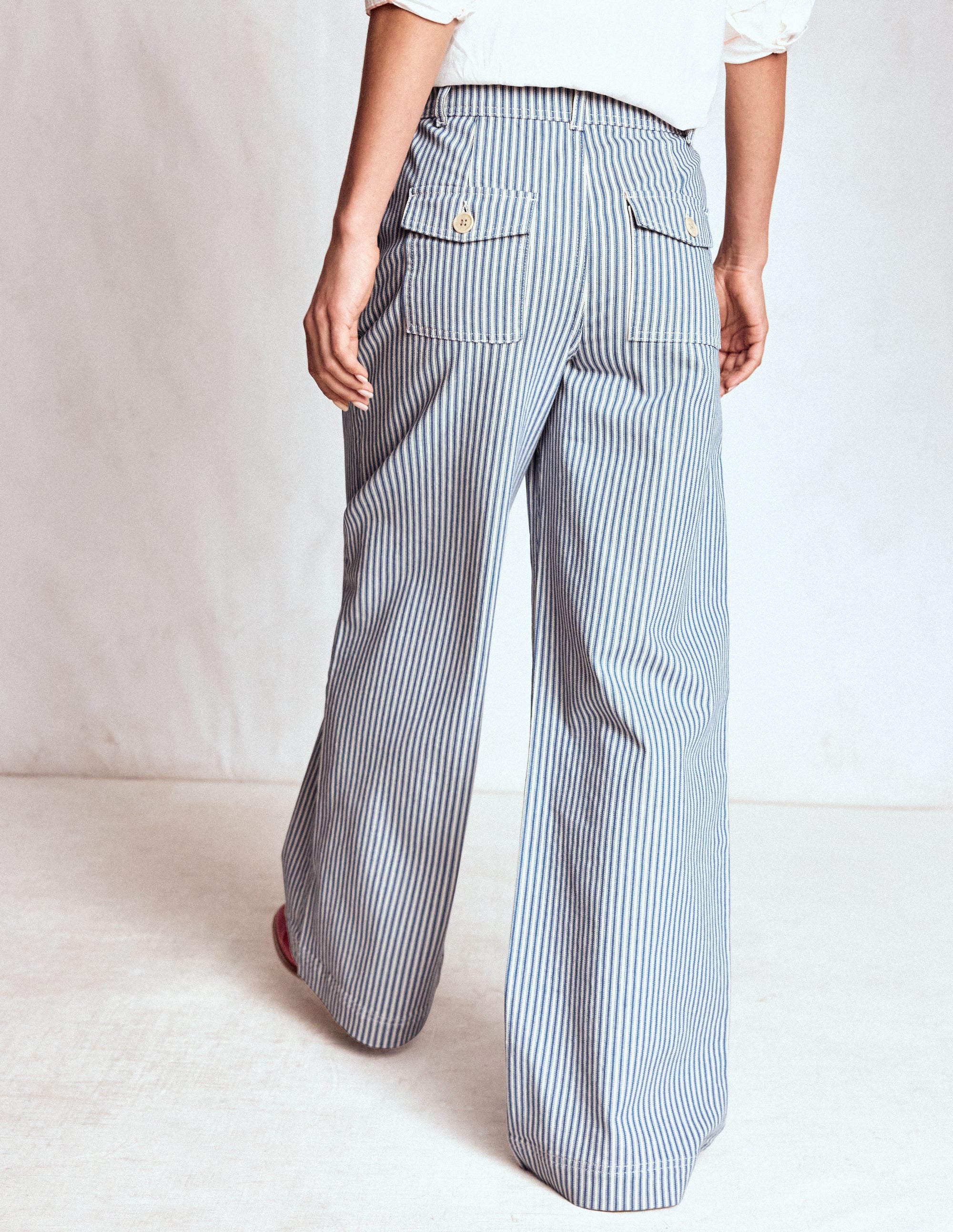 Brompton Wide Leg Pants-Blue Stripe - Image 3