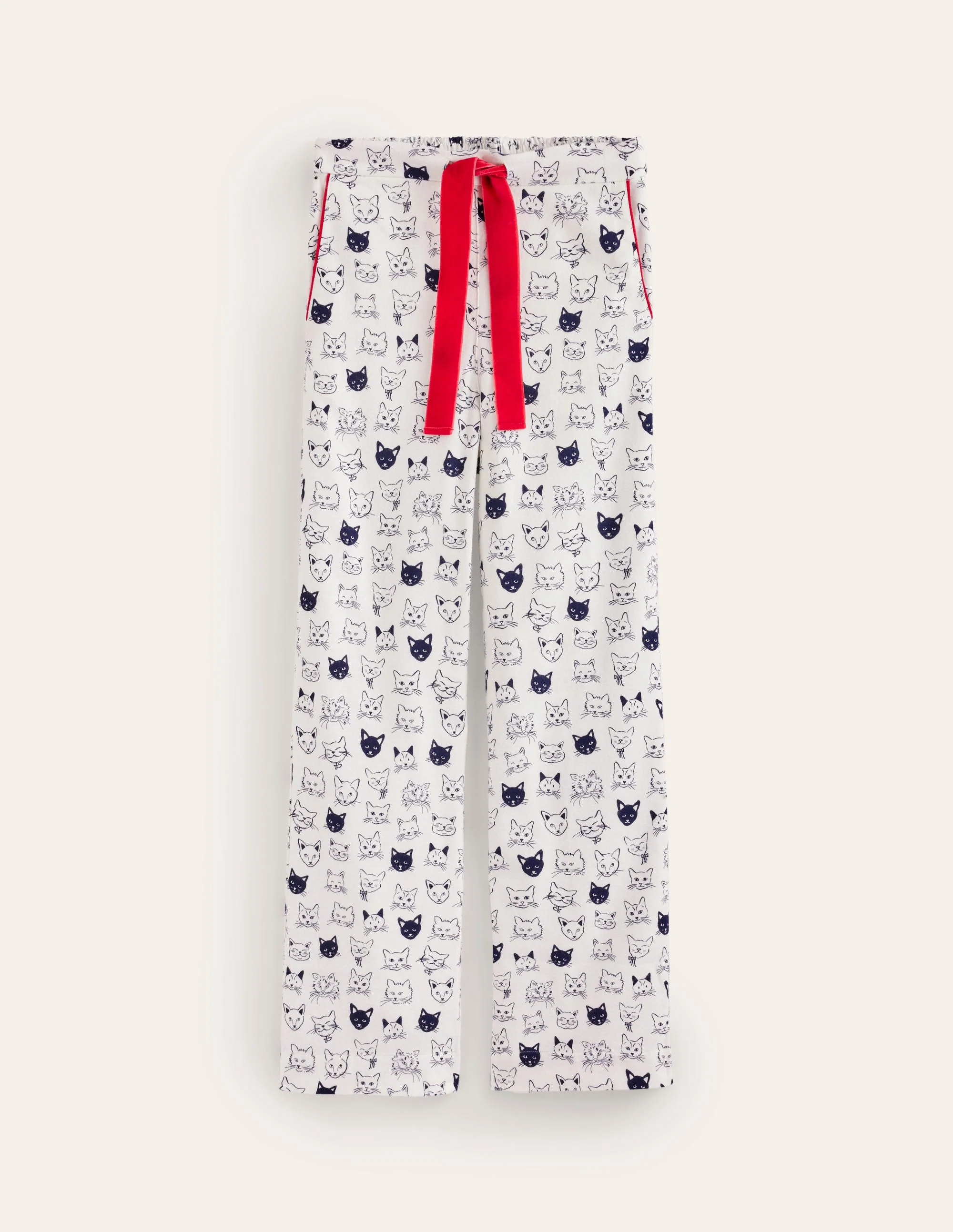 Brushed Cotton Pajama Pants-Ivory, Cats - Image 5