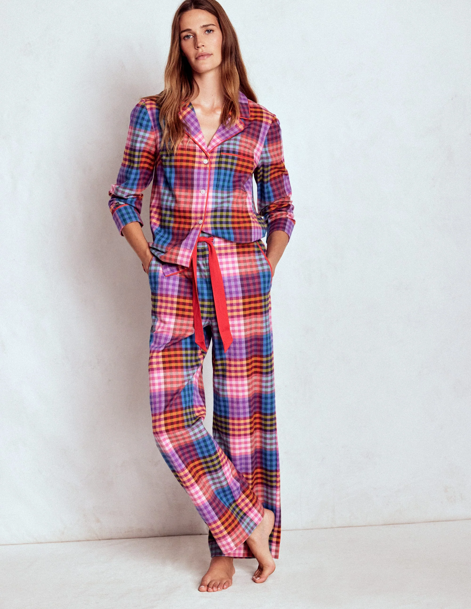 Brushed Cotton Pyjama Pants-Rainbow Blanket Multigingham - Image 5