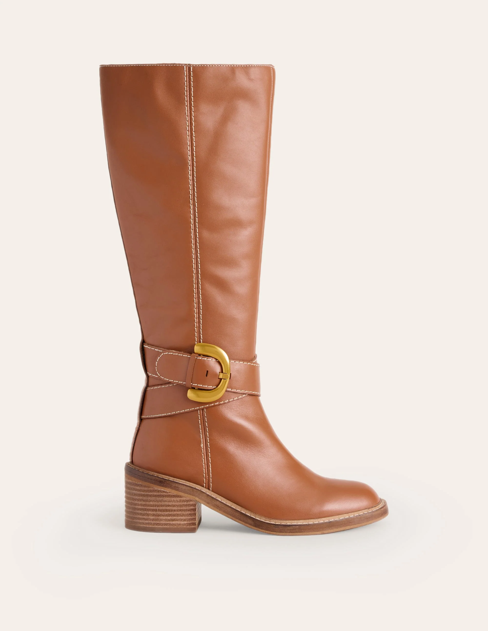 Buckled Knee High Boots-Tan - Image 2