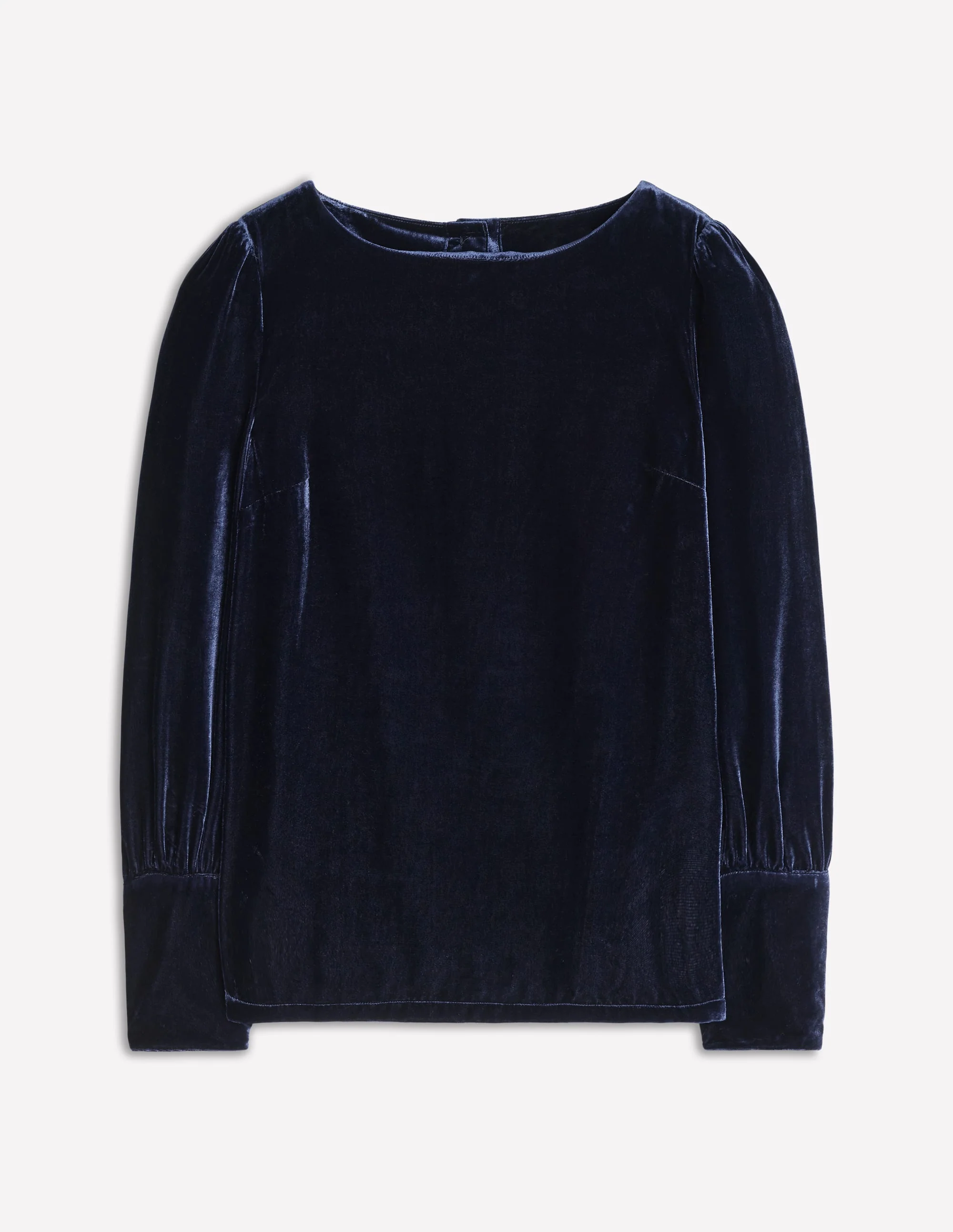 Button Back Velvet Top-Navy - Image 5