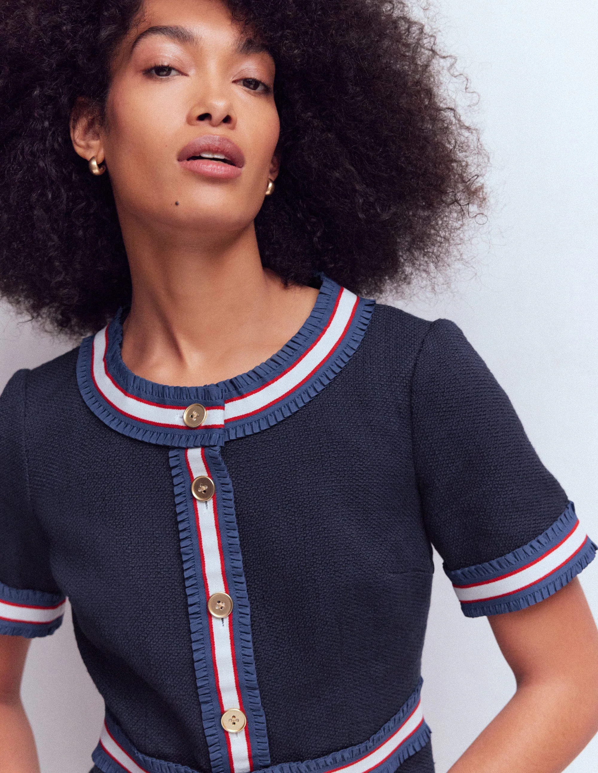 Button Short Dress-Navy - Image 2