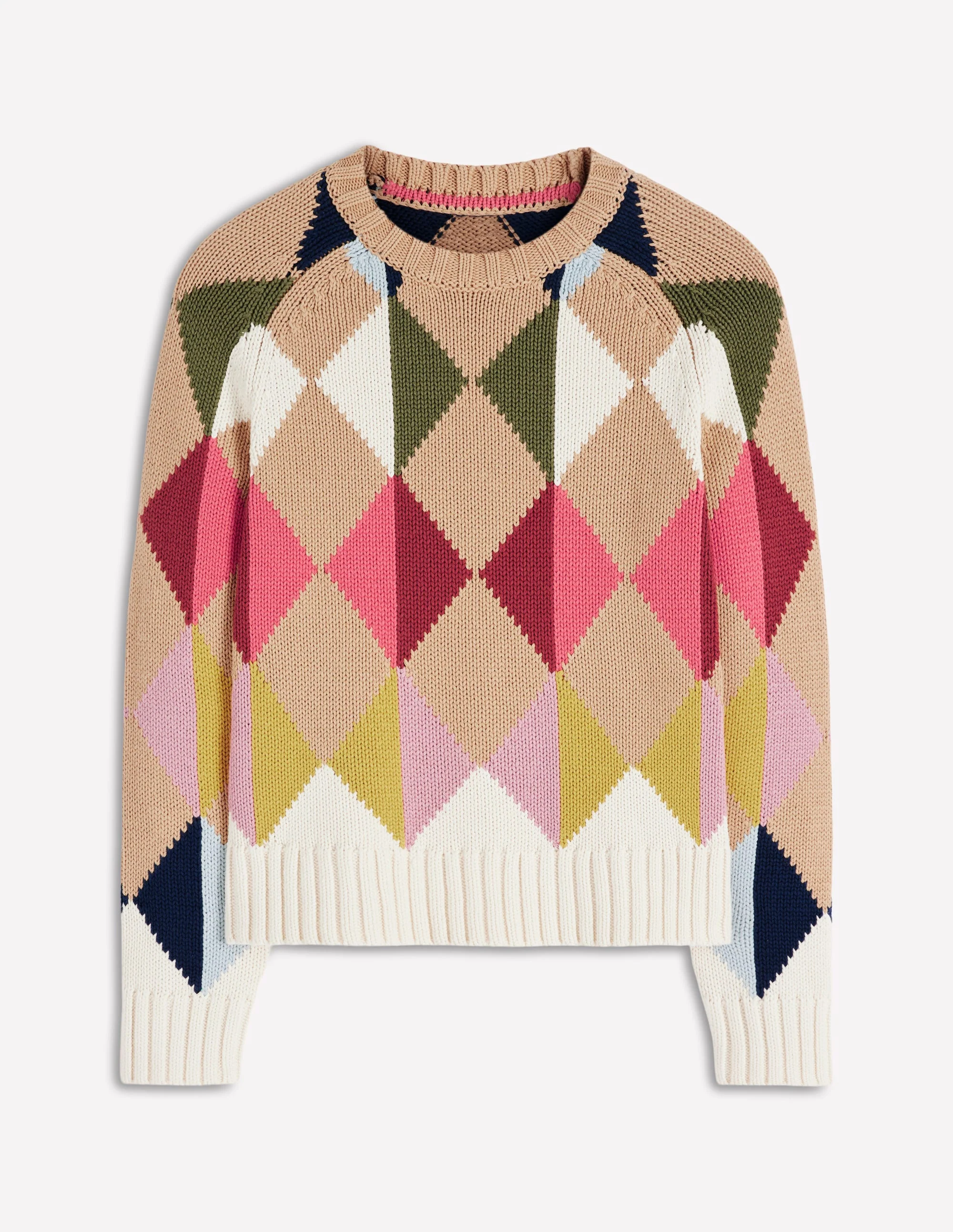 Camilla Cotton Argyle Sweater-Multi Argyle - Image 6