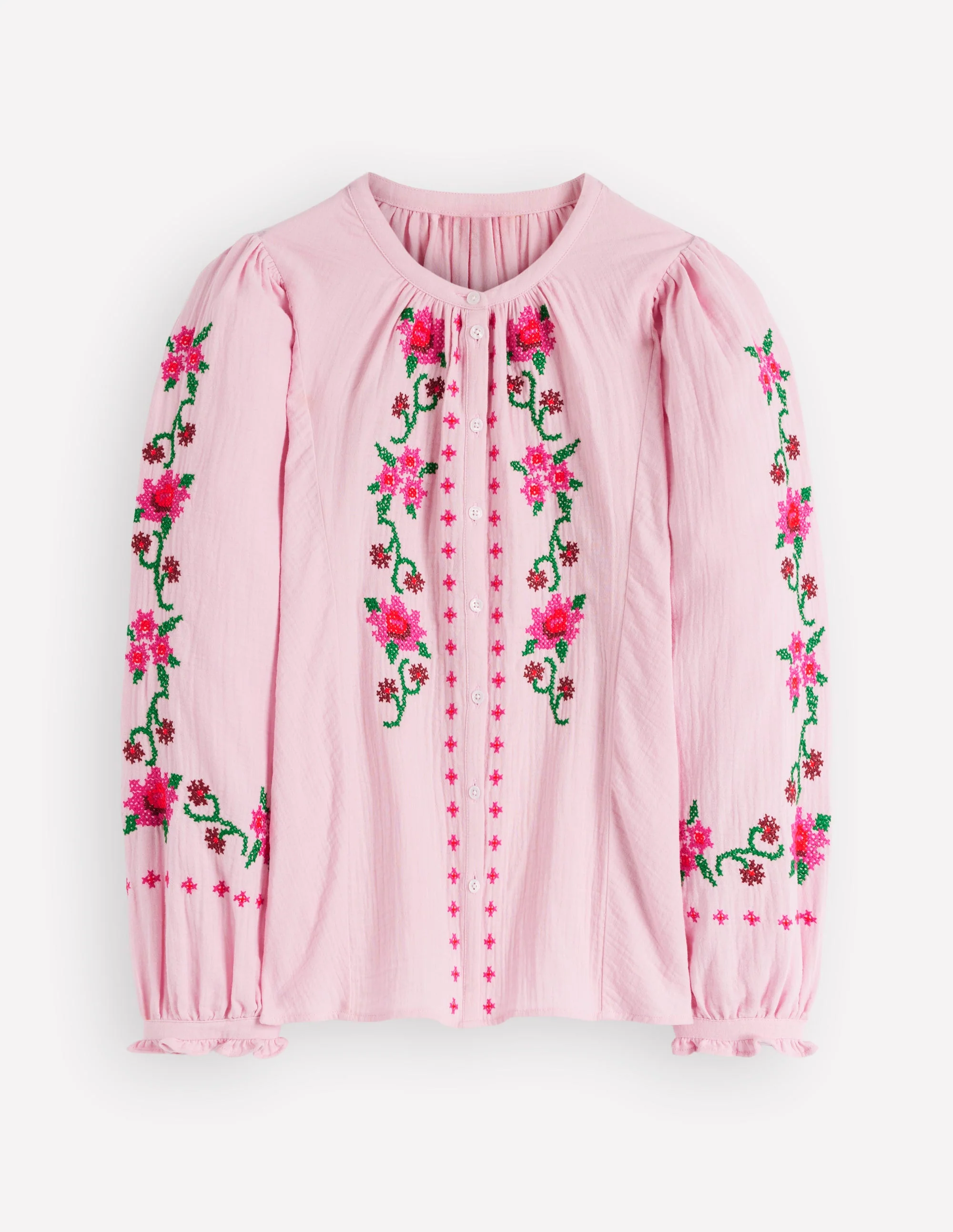 Camille Double Cloth Top-Spring Blossom Pink Embroidery - Image 8