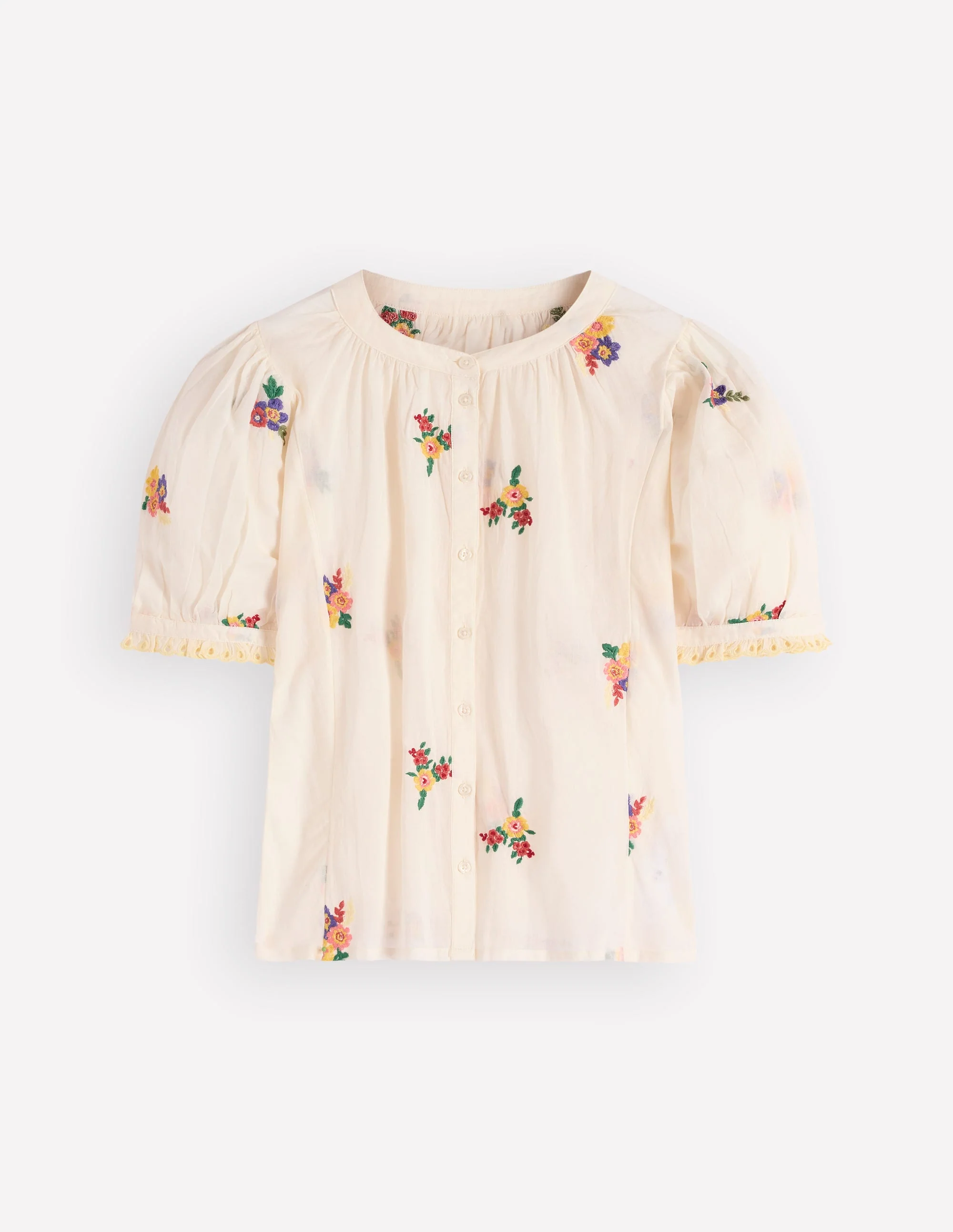 Camille Embroidered Cotton Top-Ivory Floral Embroidery - Image 6