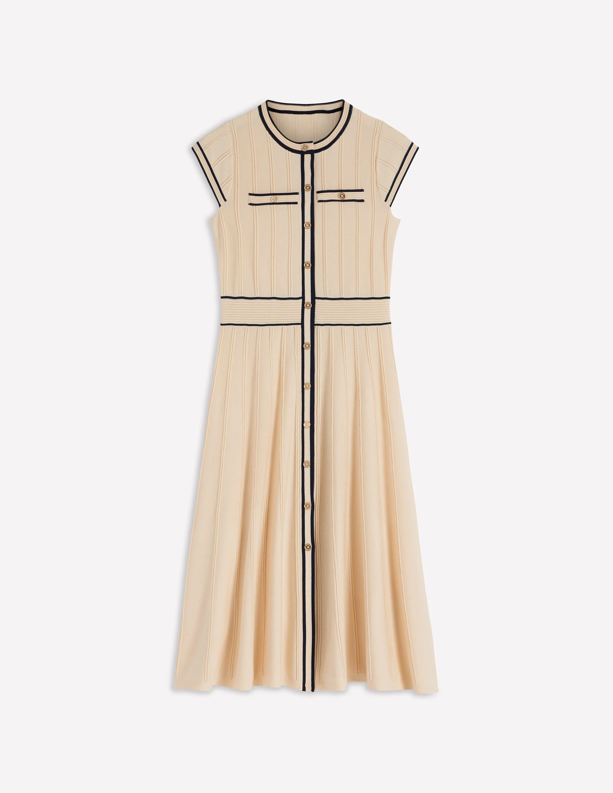Cap Sleeve Knitted Dress-Warm Ivory - Image 6