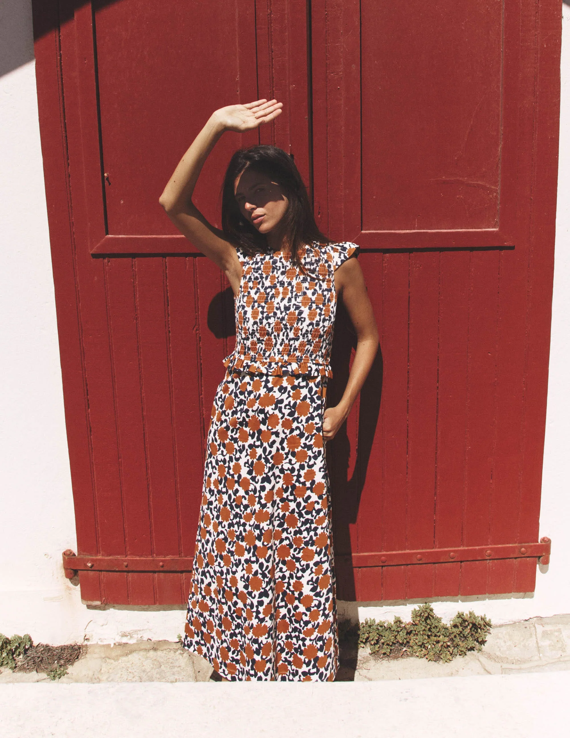 Carolina Smocked Midi Dress-Cognanc, Floweret Vine - Image 6