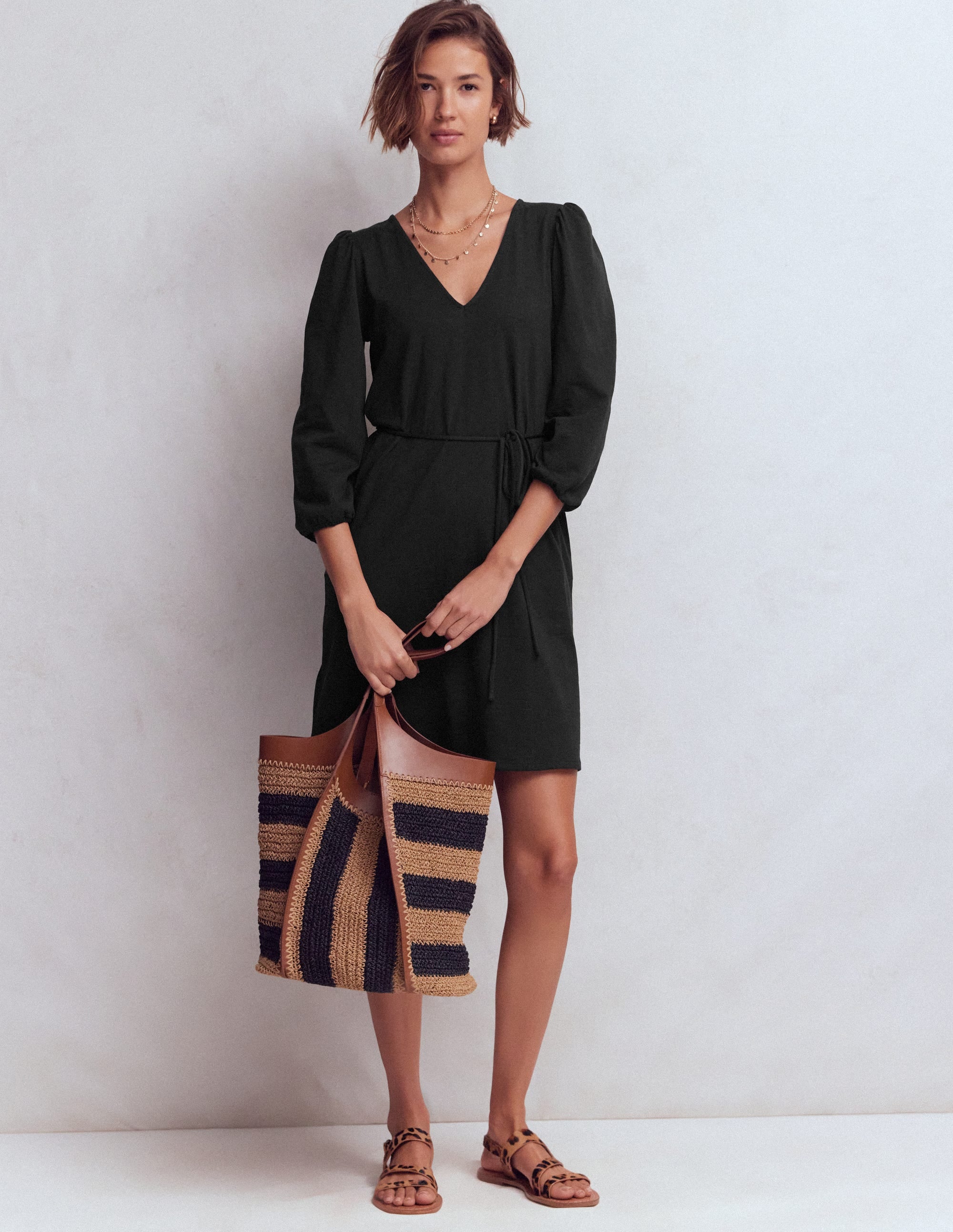Cary V-Neck Jersey Dress-Black - Image 4