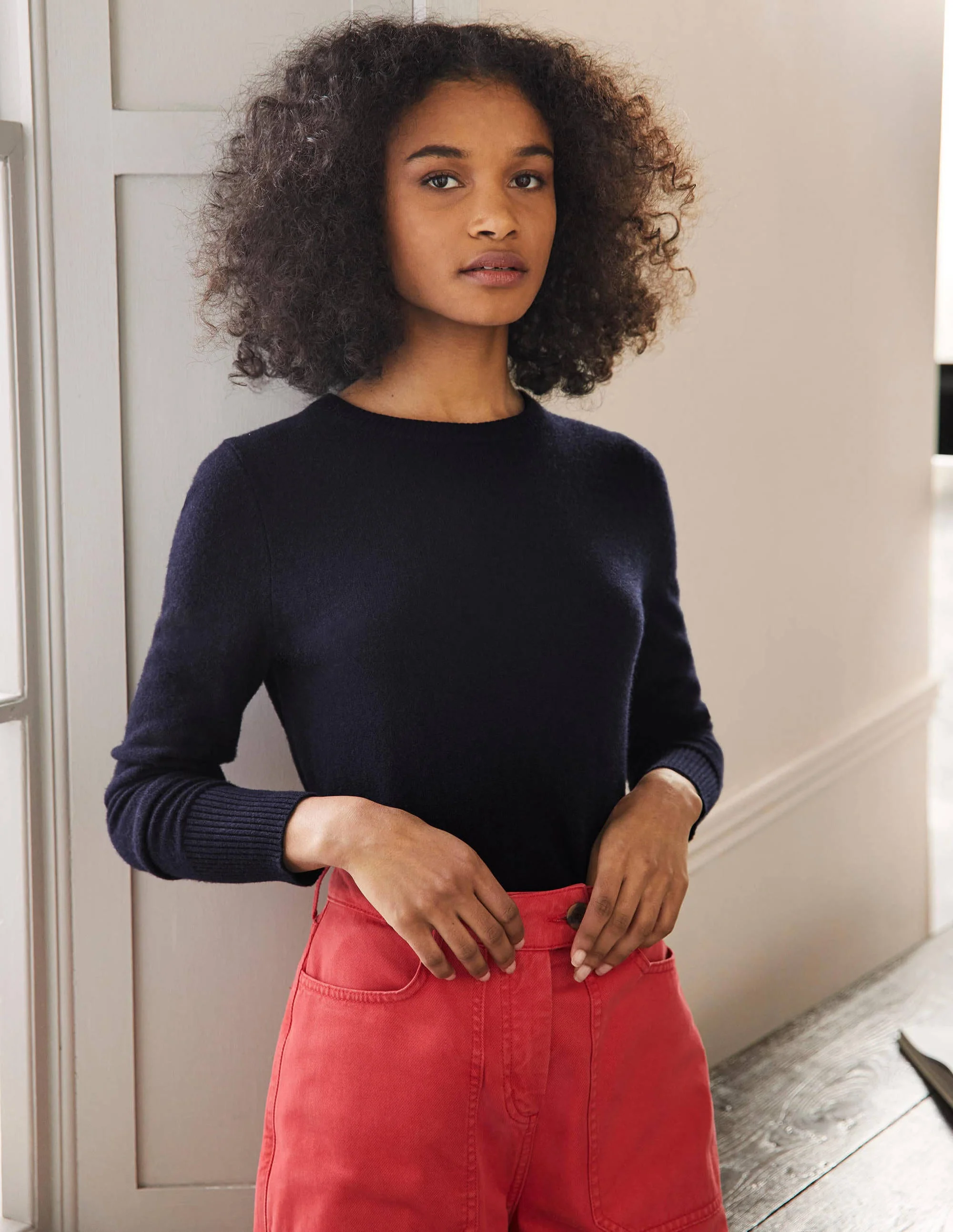 Cashmere Crew Neck Sweater-Navy