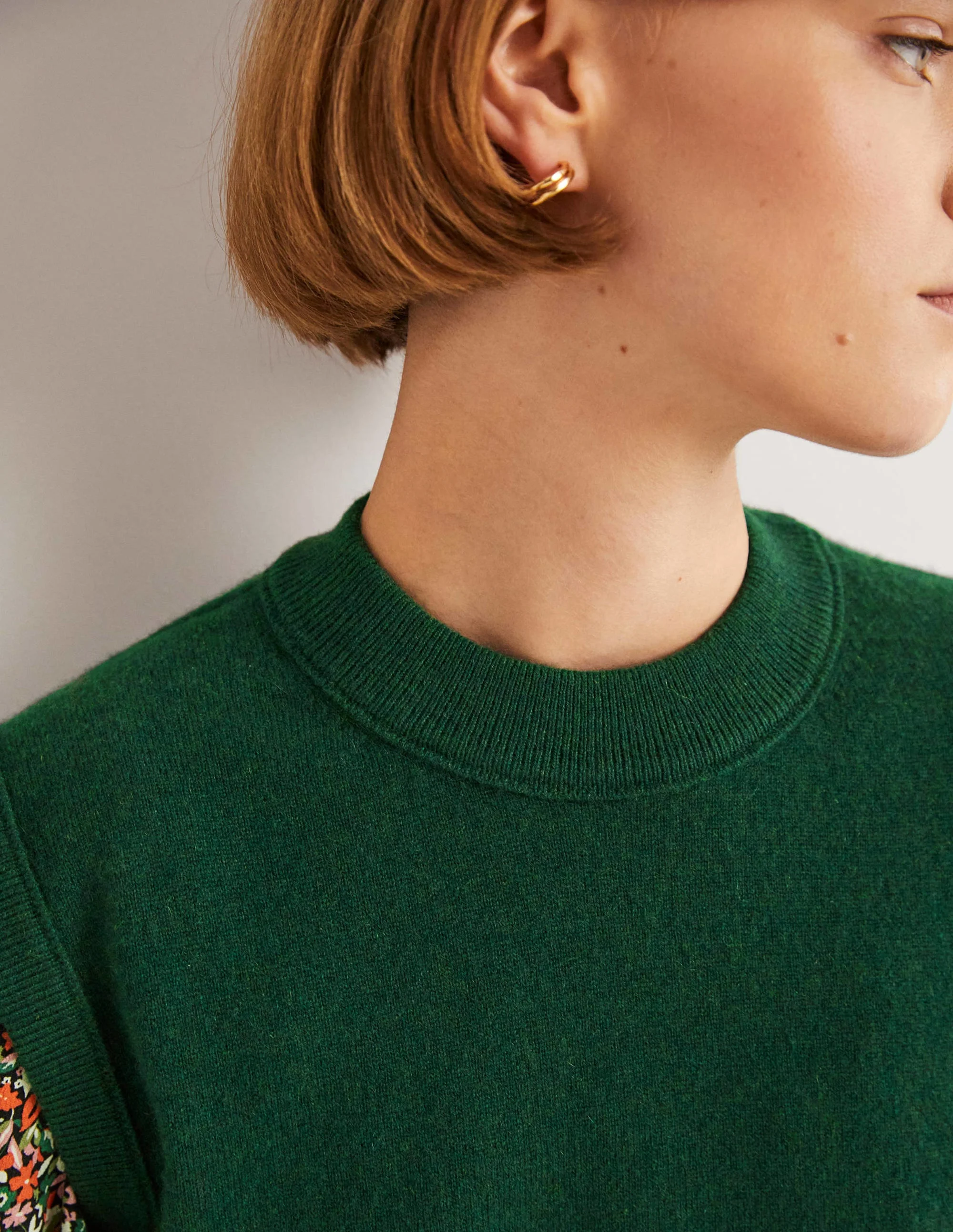 Cashmere Crew Neck Vest-Hunter Green Melange - Image 2