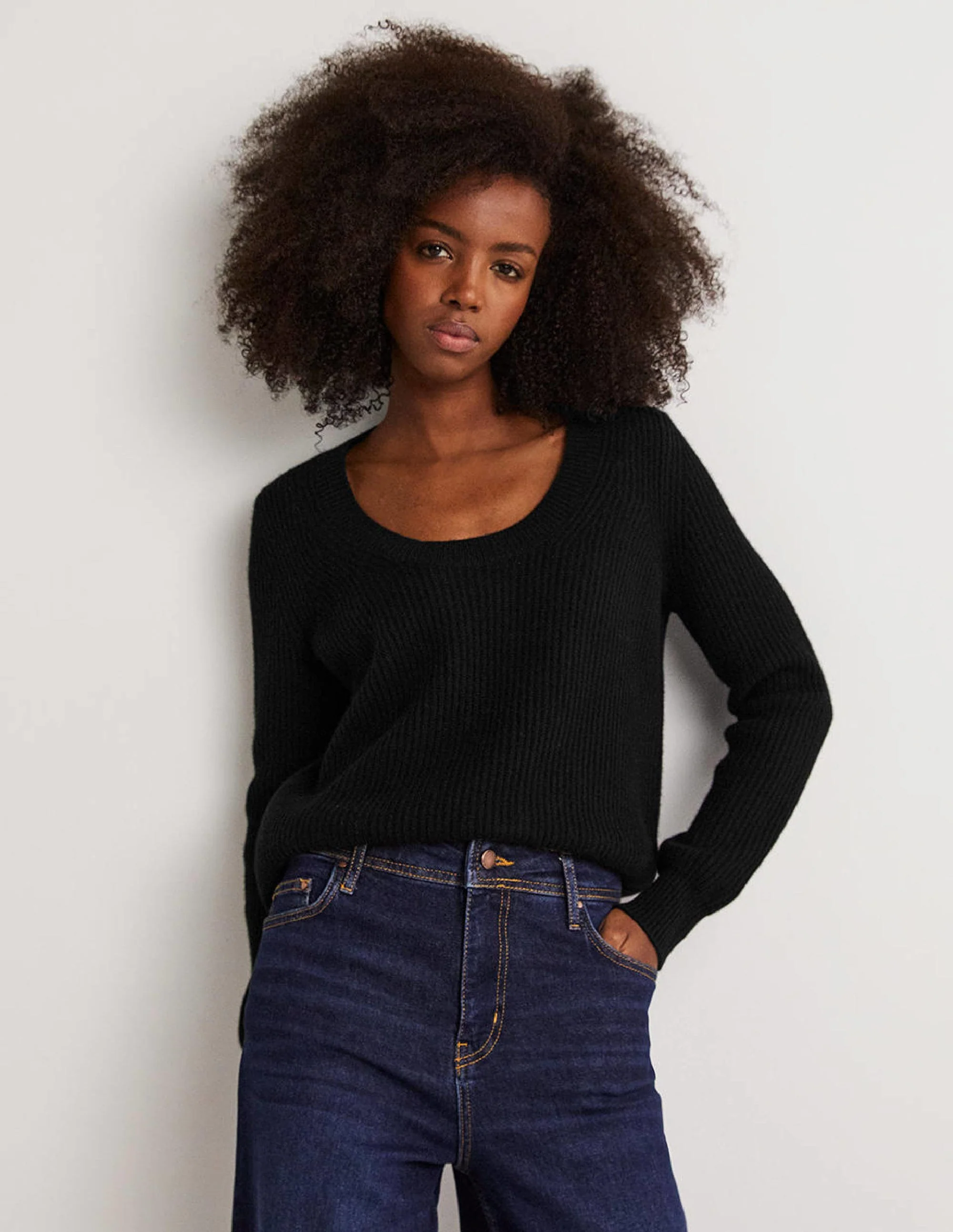 Cashmere Scoop Neck Sweater-Black