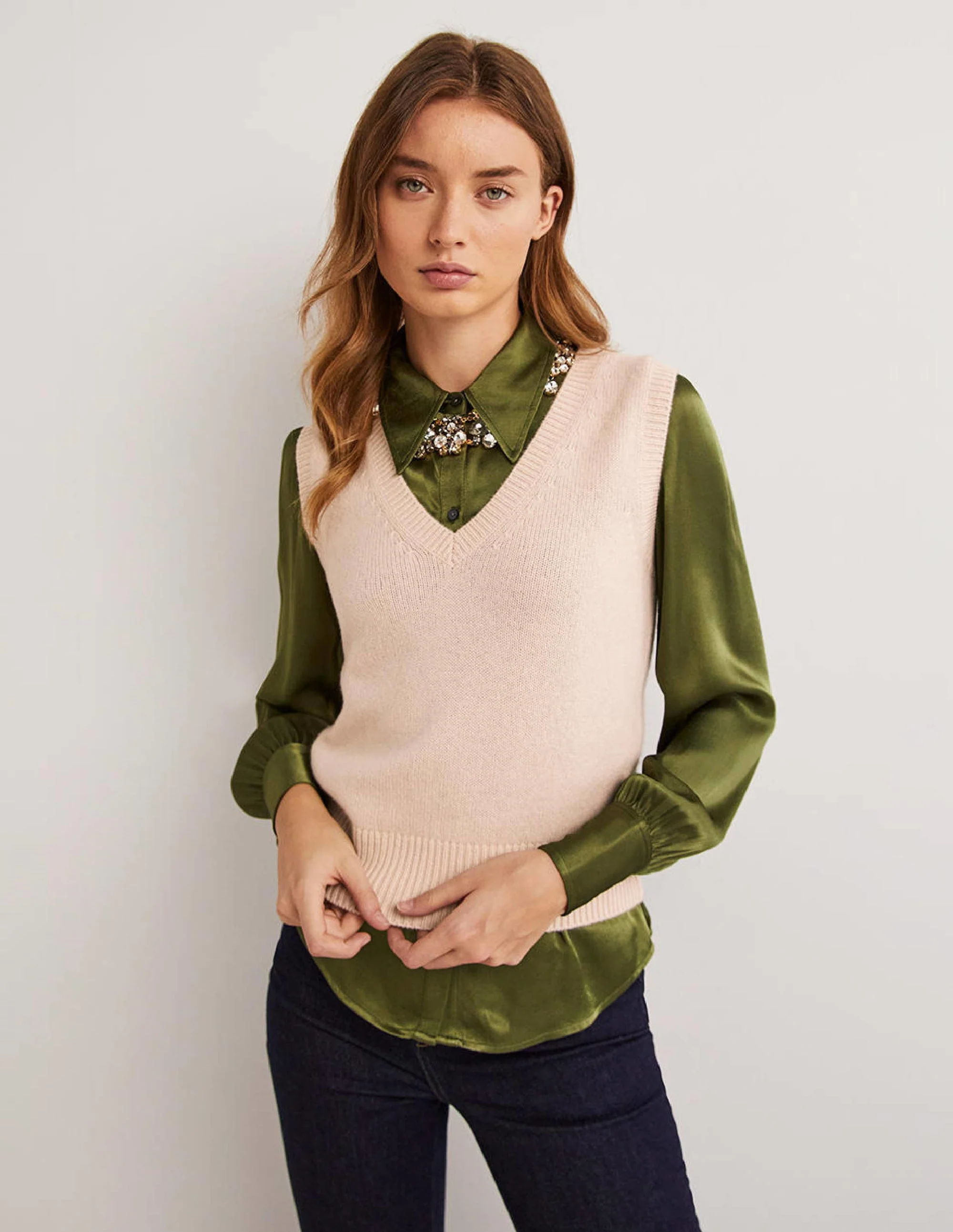 Cashmere V-Neck Sweater Vest-Rope