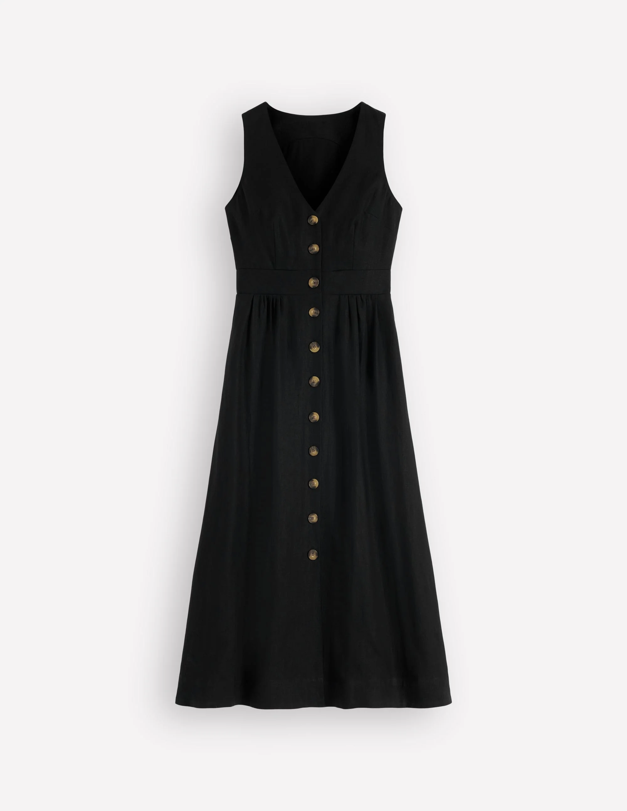 Catherine Button Linen Dress-Black - Image 6